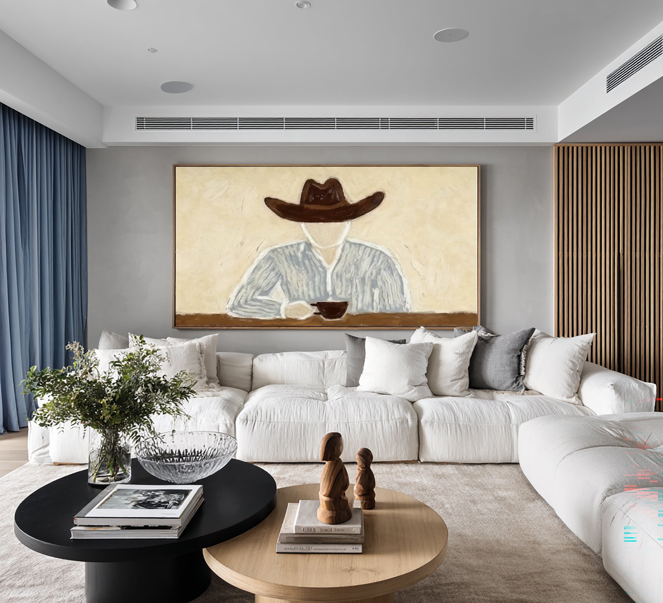 Minimalist Western Figure Painting Rustic Modern Interior Art