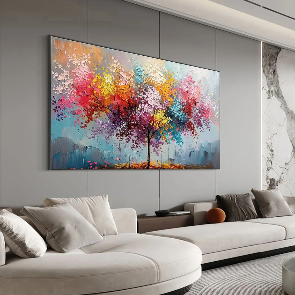 Colorful Abstract Blossom Tree Canvas For Living Room #MM438