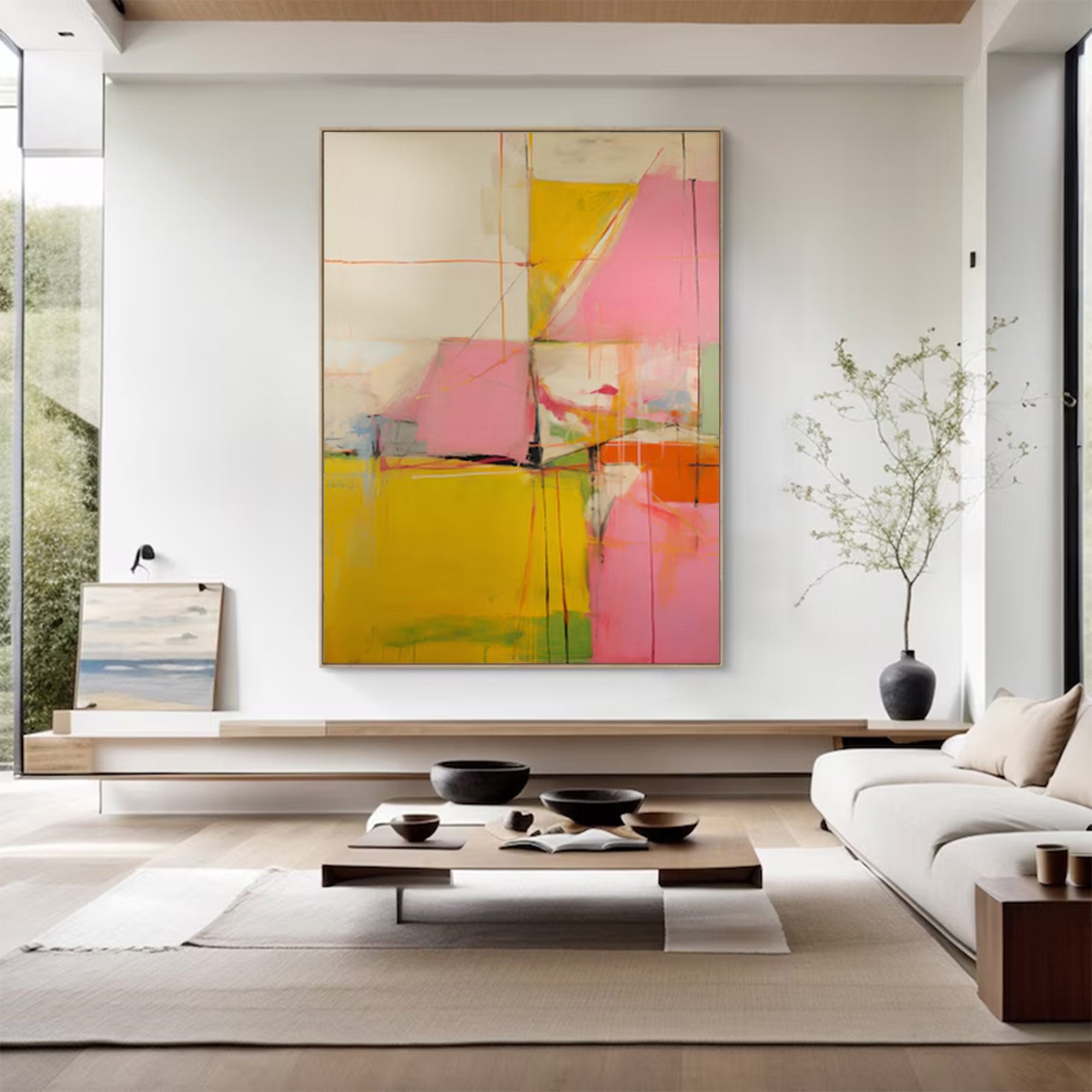 Contemporary Art Piece - Large Dynamic Lines & Color | KelorArt #AG 098