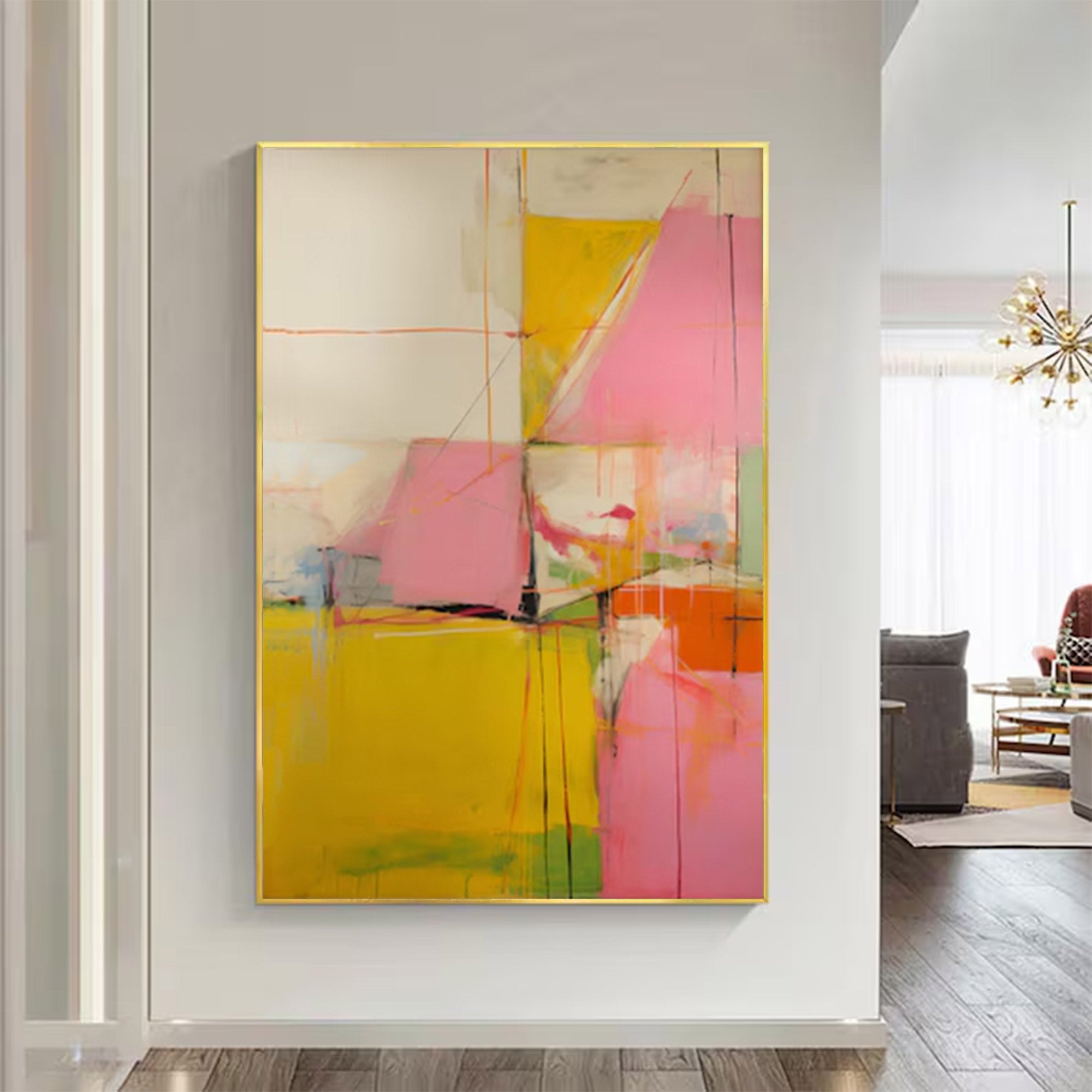 Contemporary Art Piece - Large Dynamic Lines & Color | KelorArt #AG 098