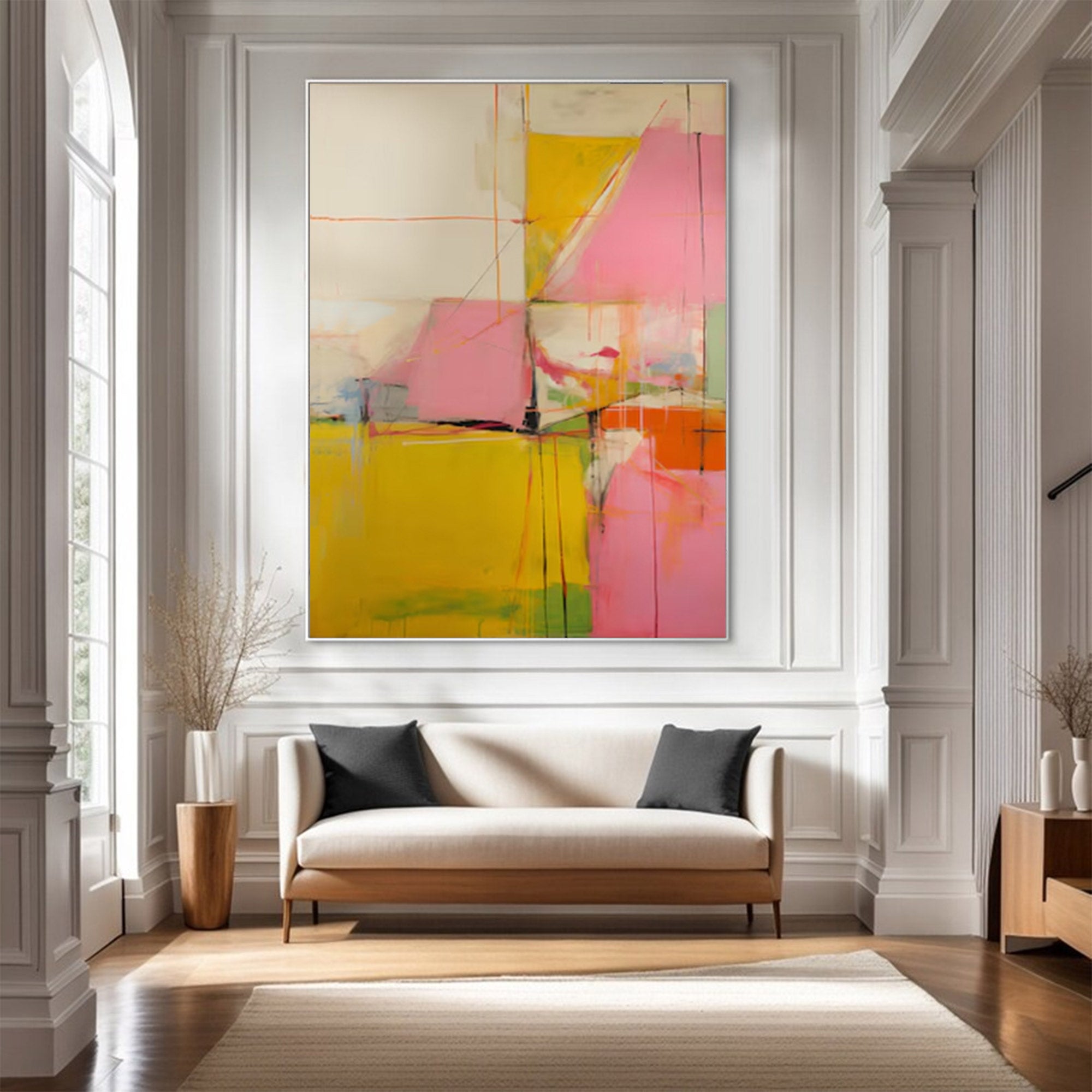 Contemporary Art Piece - Large Dynamic Lines & Color | KelorArt #AG 098