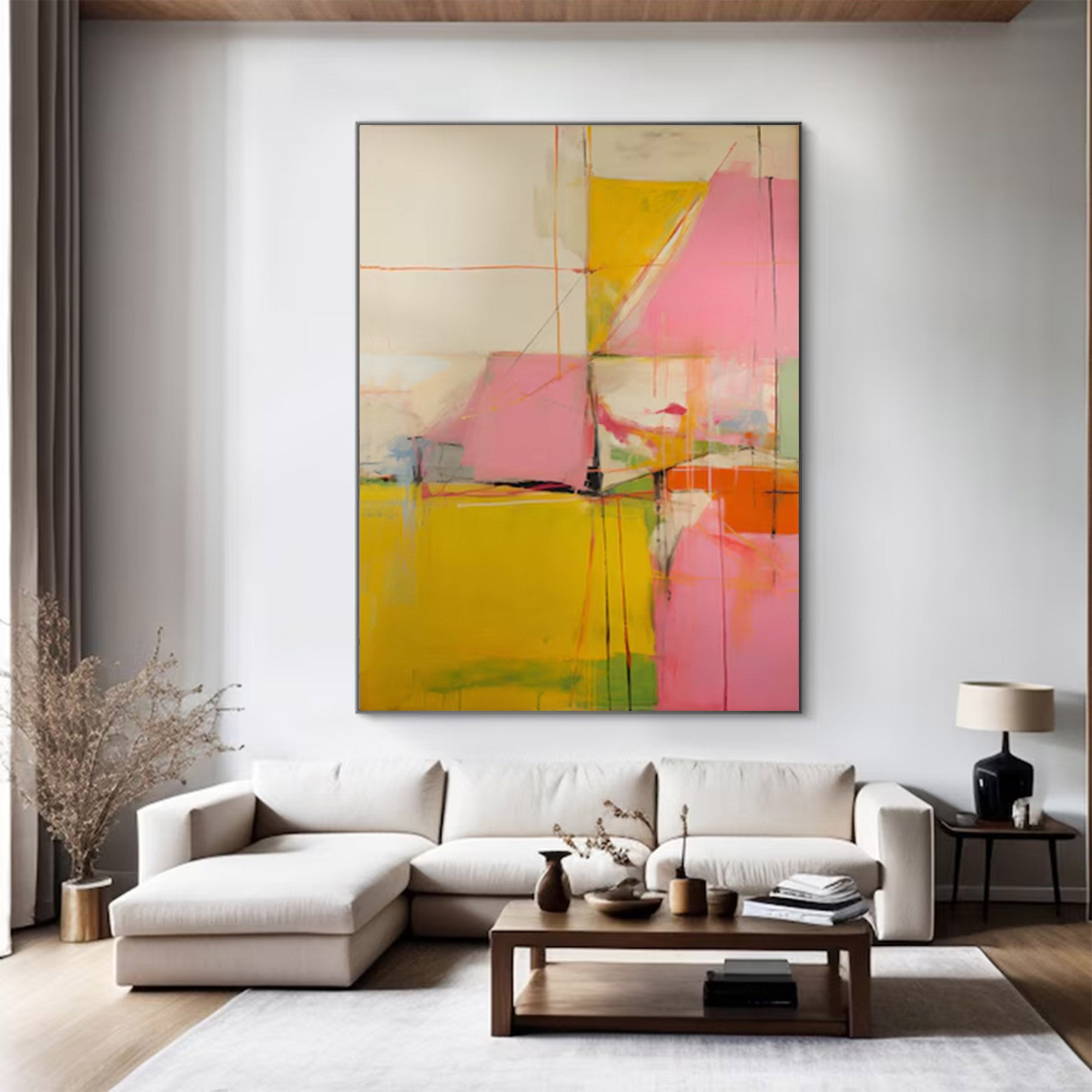 Contemporary Art Piece - Large Dynamic Lines & Color | KelorArt #AG 098
