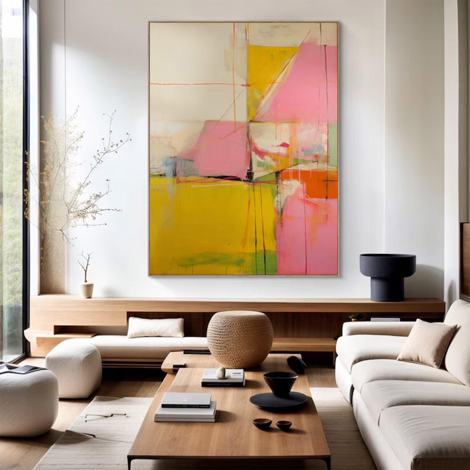 Contemporary Art Piece - Large Dynamic Lines & Color | KelorArt #AG 098