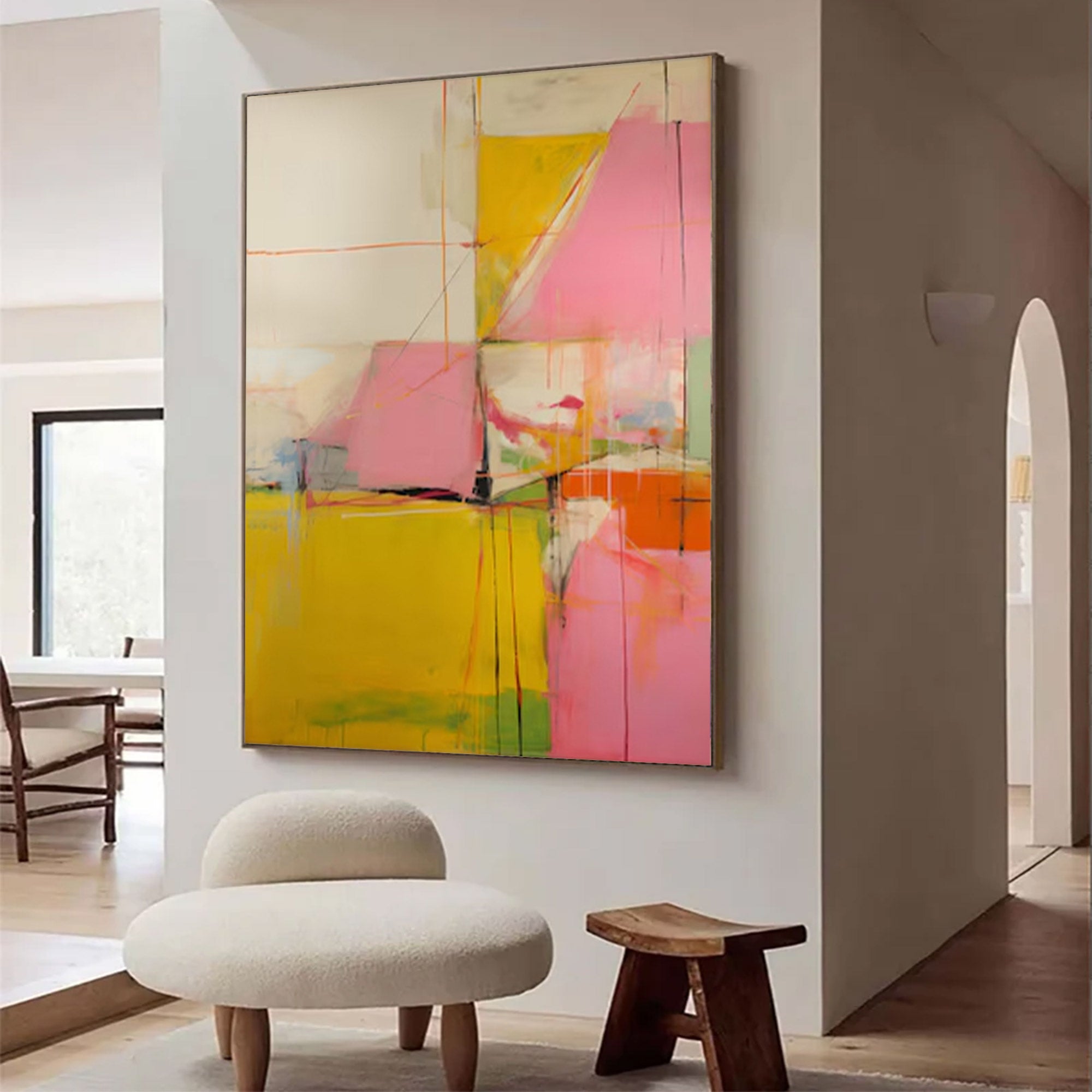 Contemporary Art Piece - Large Dynamic Lines & Color | KelorArt #AG 098