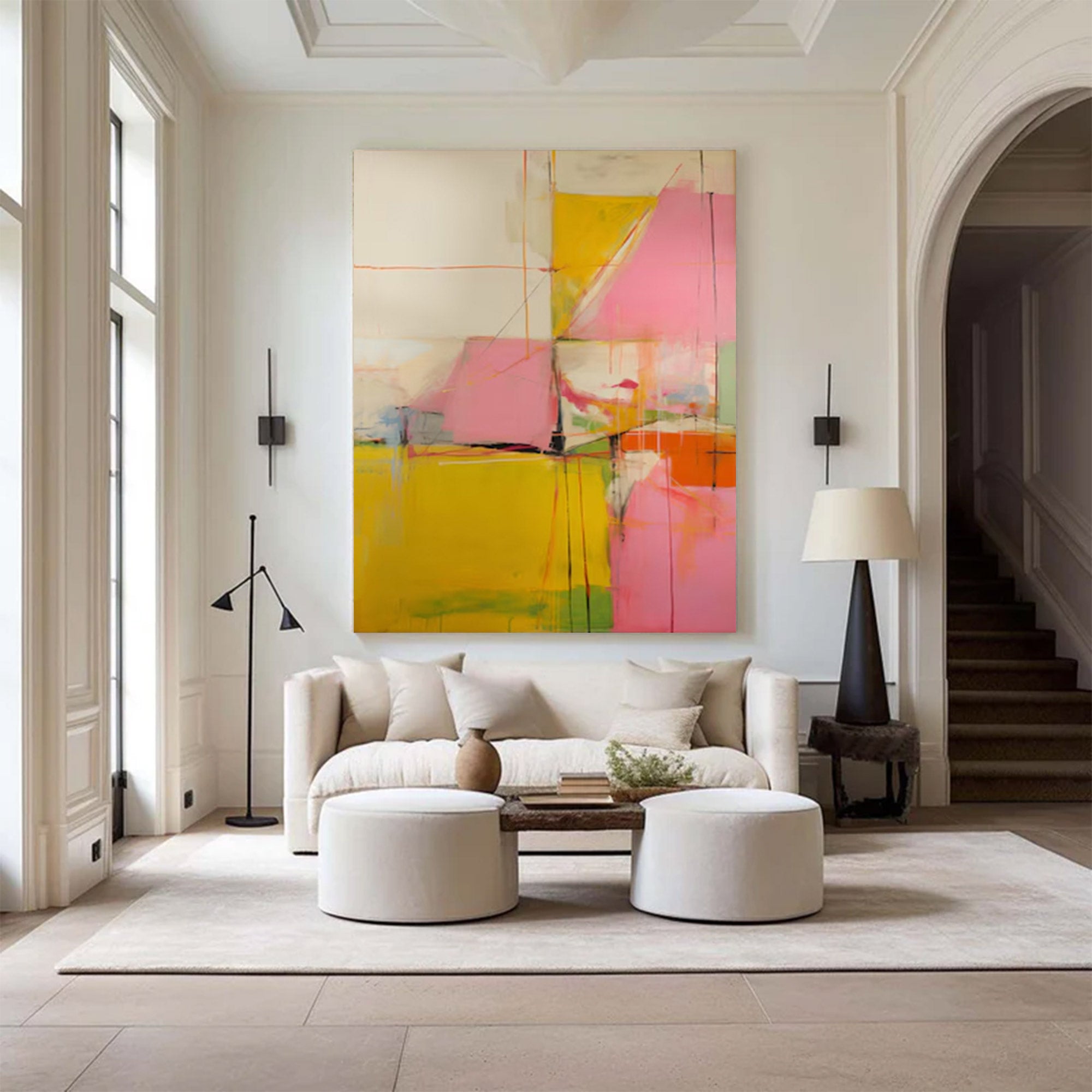 Contemporary Art Piece - Large Dynamic Lines & Color | KelorArt #AG 098