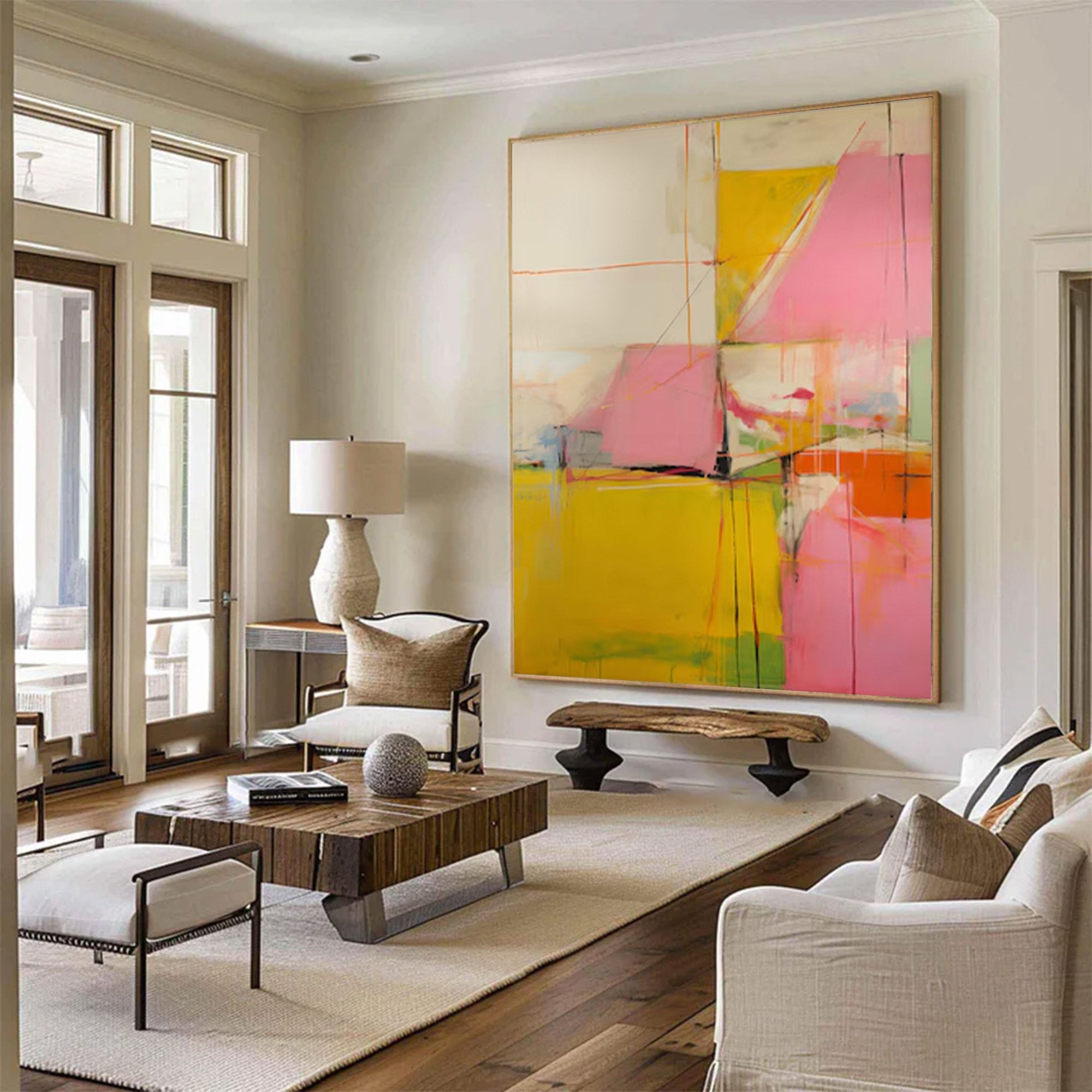 Contemporary Art Piece - Large Dynamic Lines & Color | KelorArt #AG 098