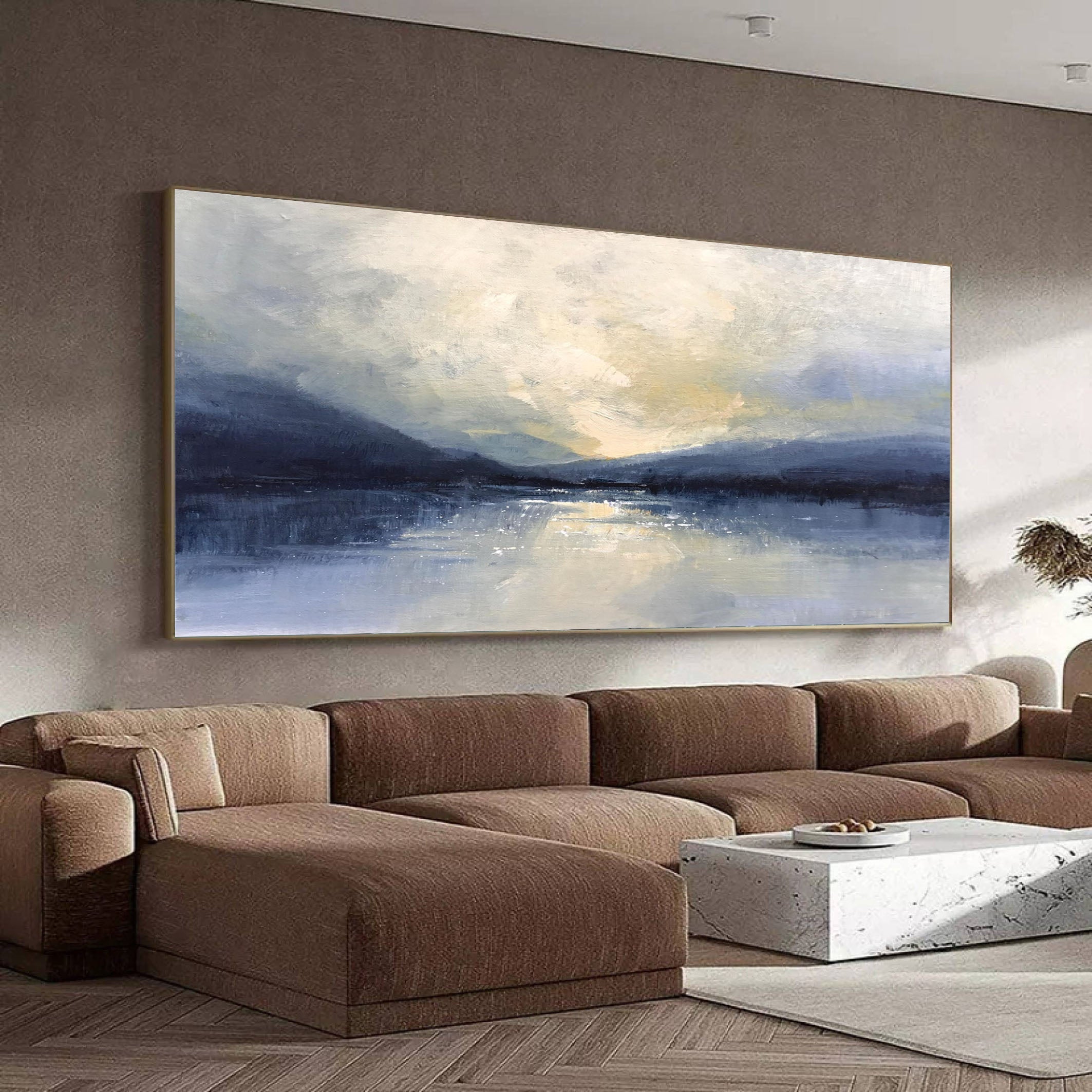 Modern Lakeview Artwork Abstract Oil Painting for House #AB015