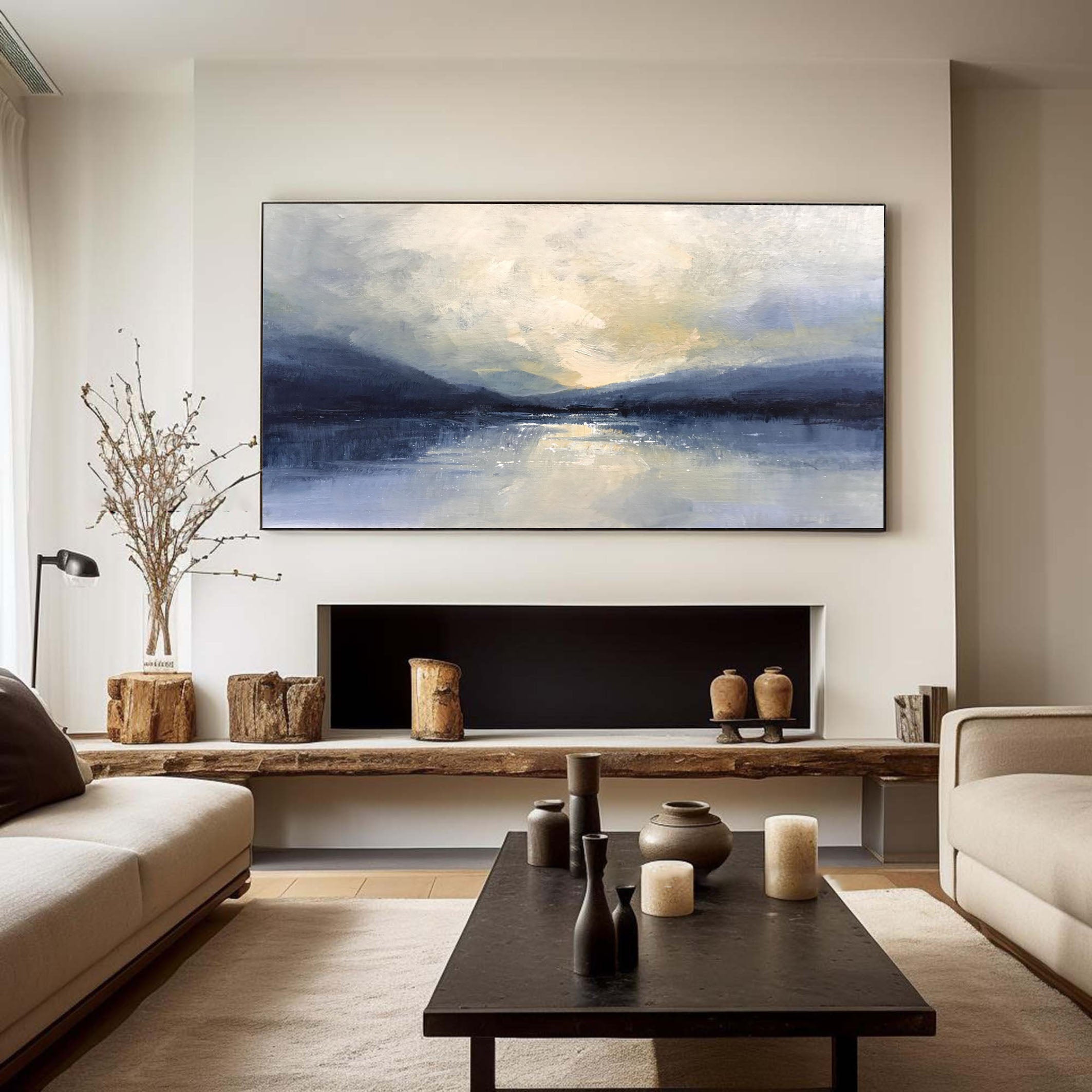 Modern Lakeview Artwork Abstract Oil Painting for House #AB015