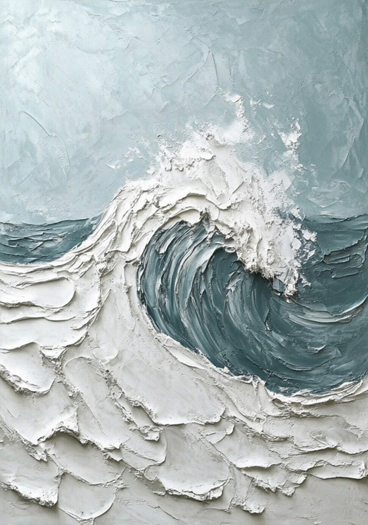 Textured Ocean Wave Painting with Bold Impasto for Decor #MM564