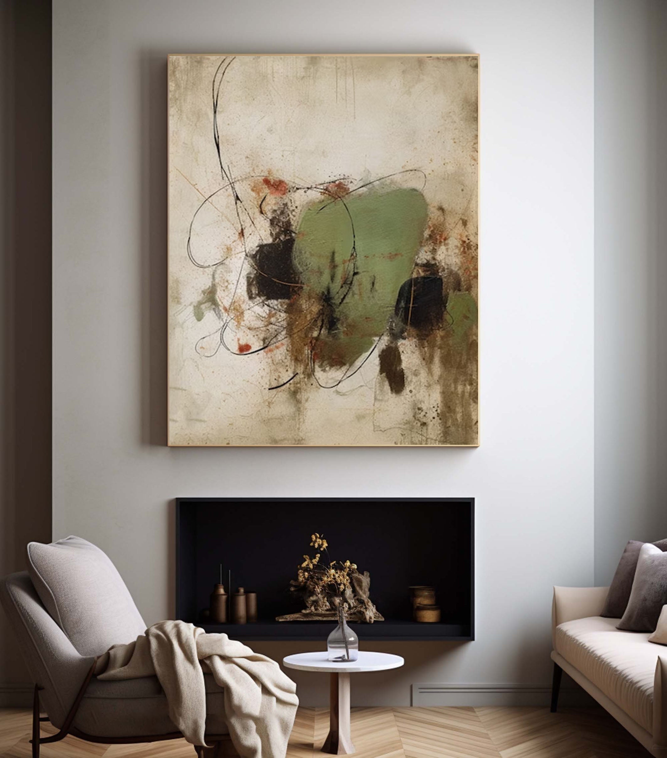 Contemporary Earth-Toned Abstract Painting #AB042