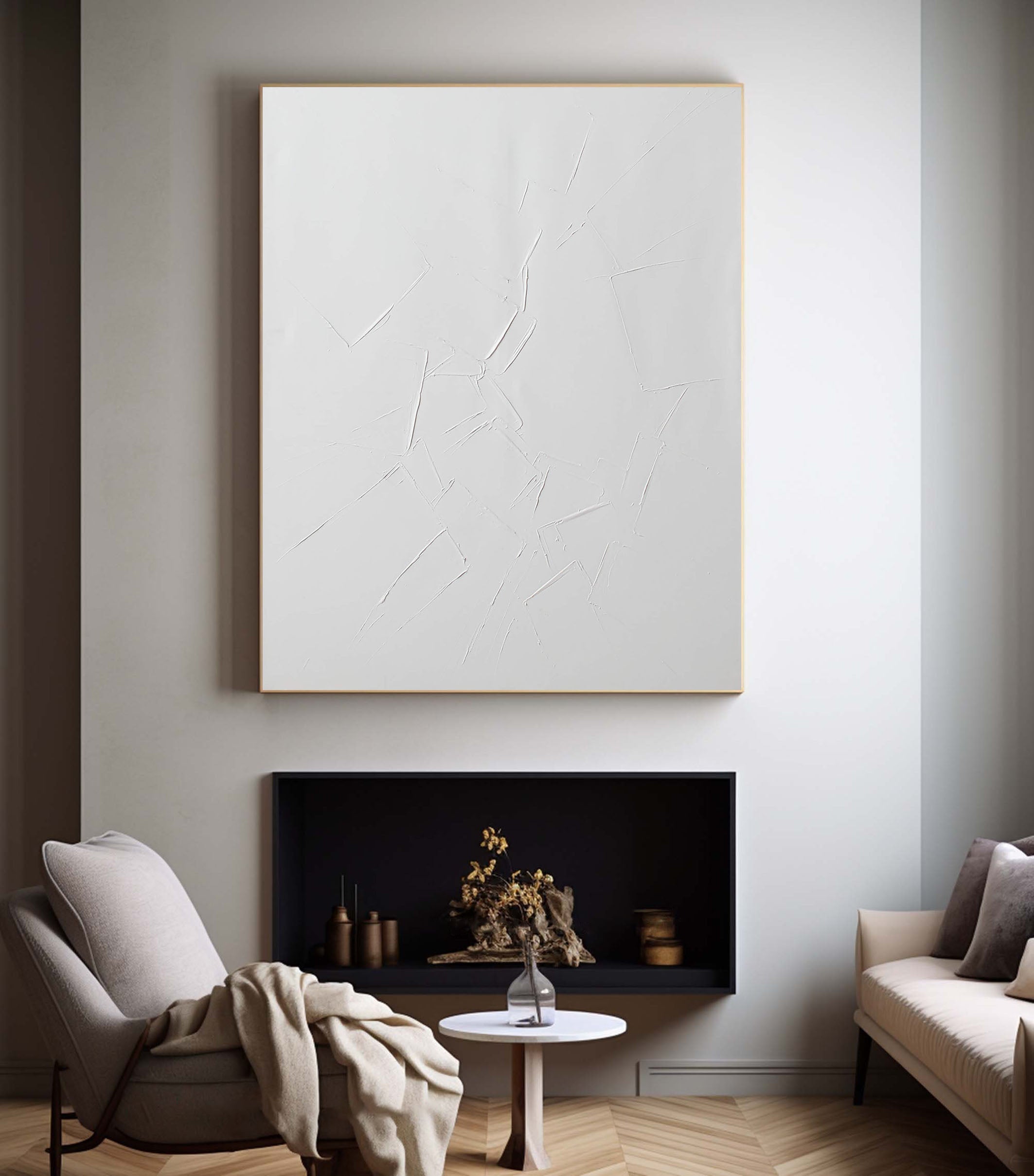 Textural White on White, Impasto Art, Contemporary Wall Decor #MM357