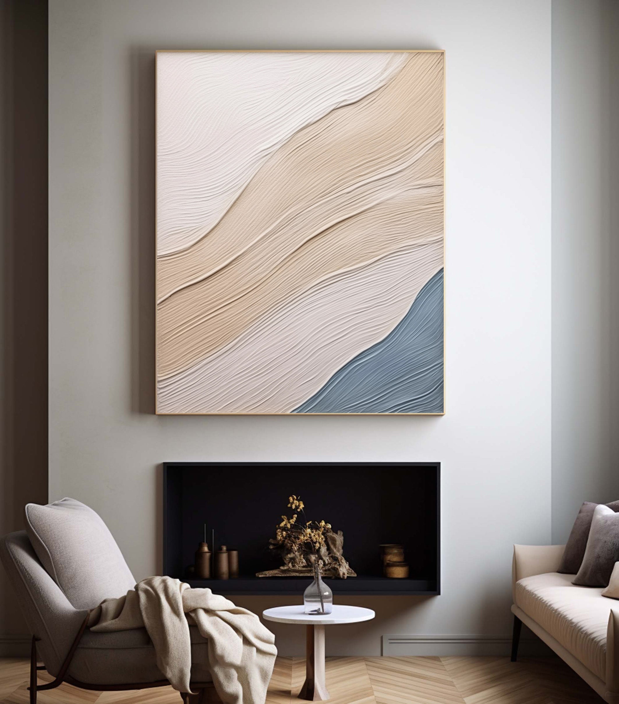 Sculpted Serenity: 3D Textured Abstract, Minimalist Organic Art #MM523