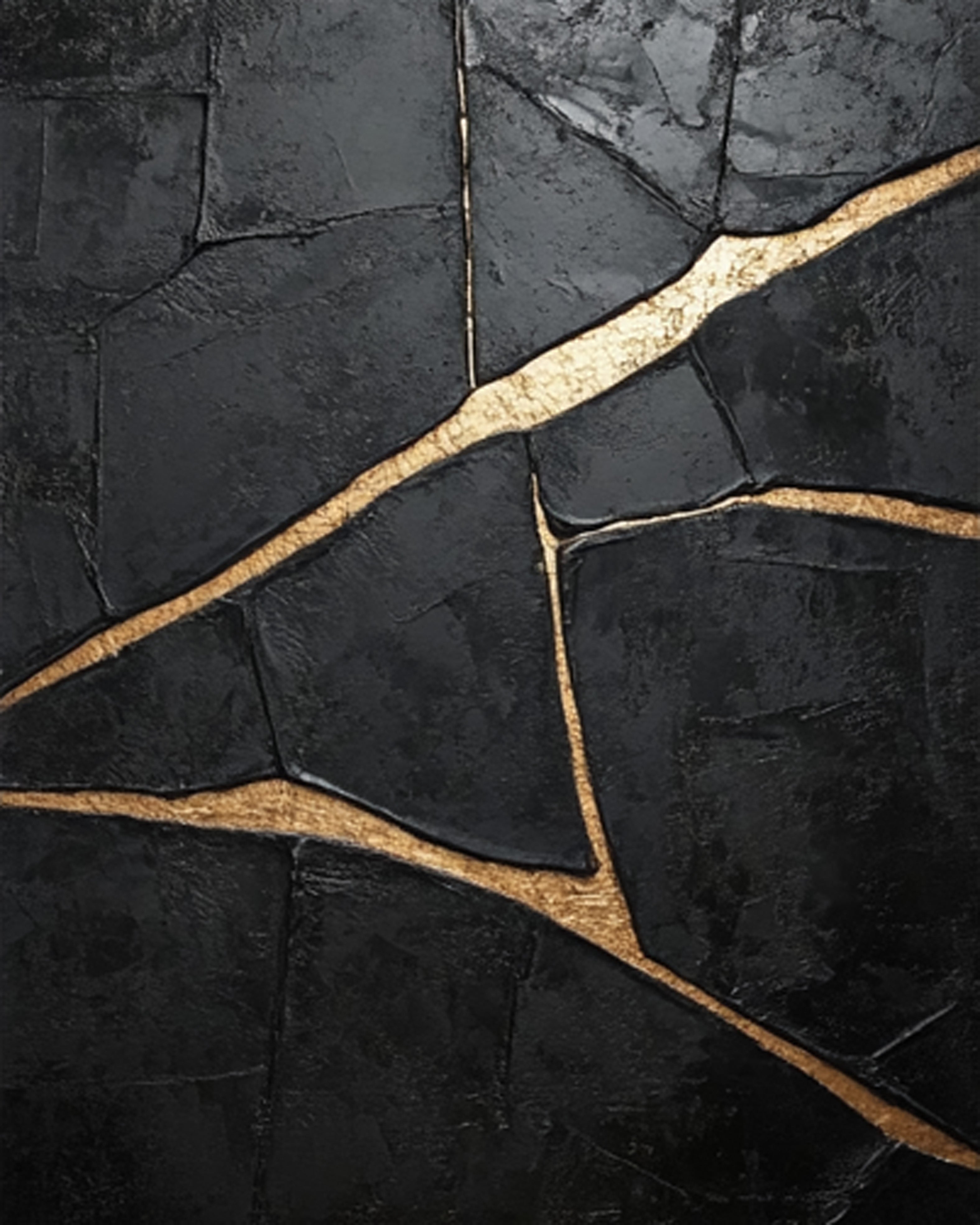 Molten Night: Textured Black Canvas with Flowing Bold Gold #MM546