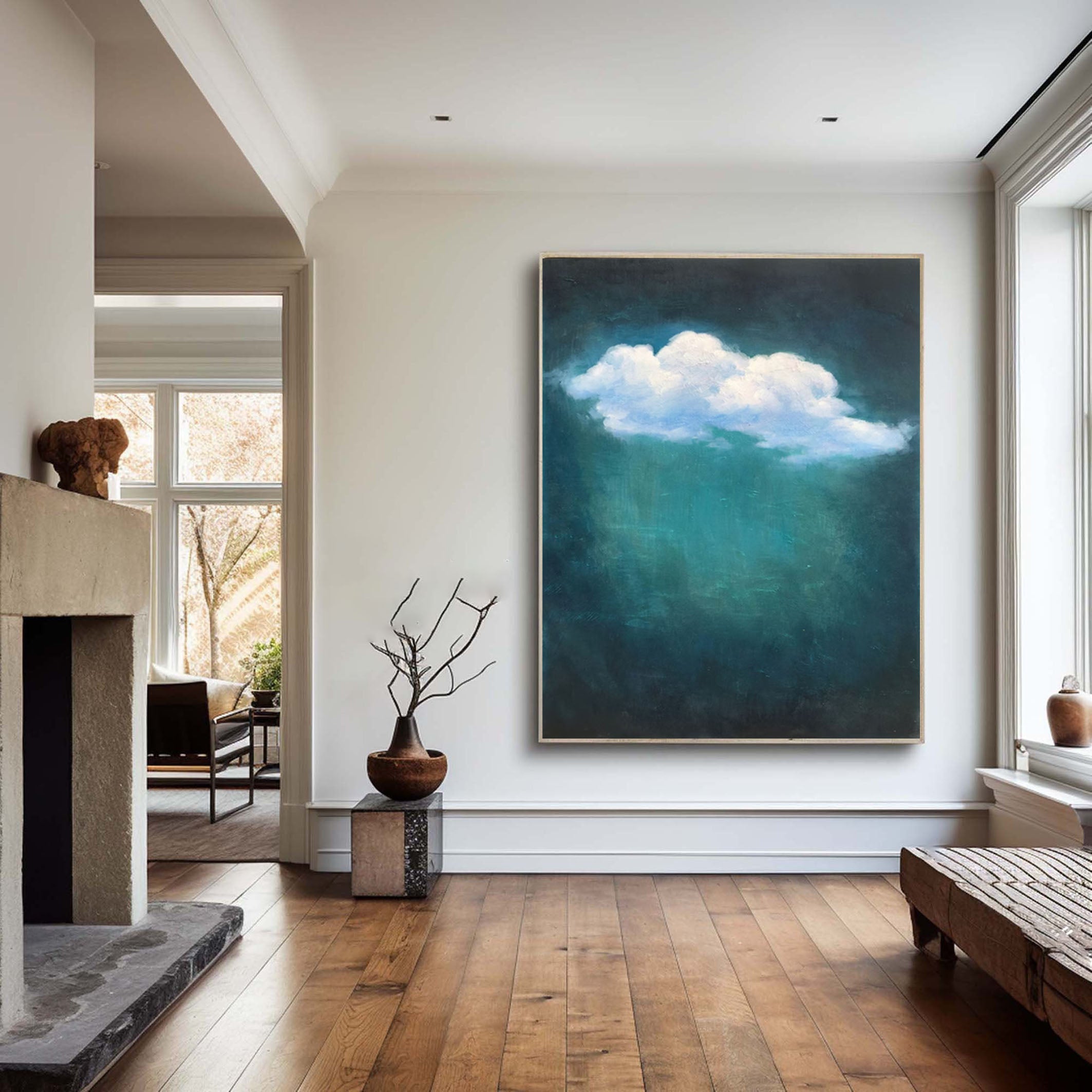 لوحة قماشية أنيقة لسحابة بيضاء للمنازل البسيطة #SP001