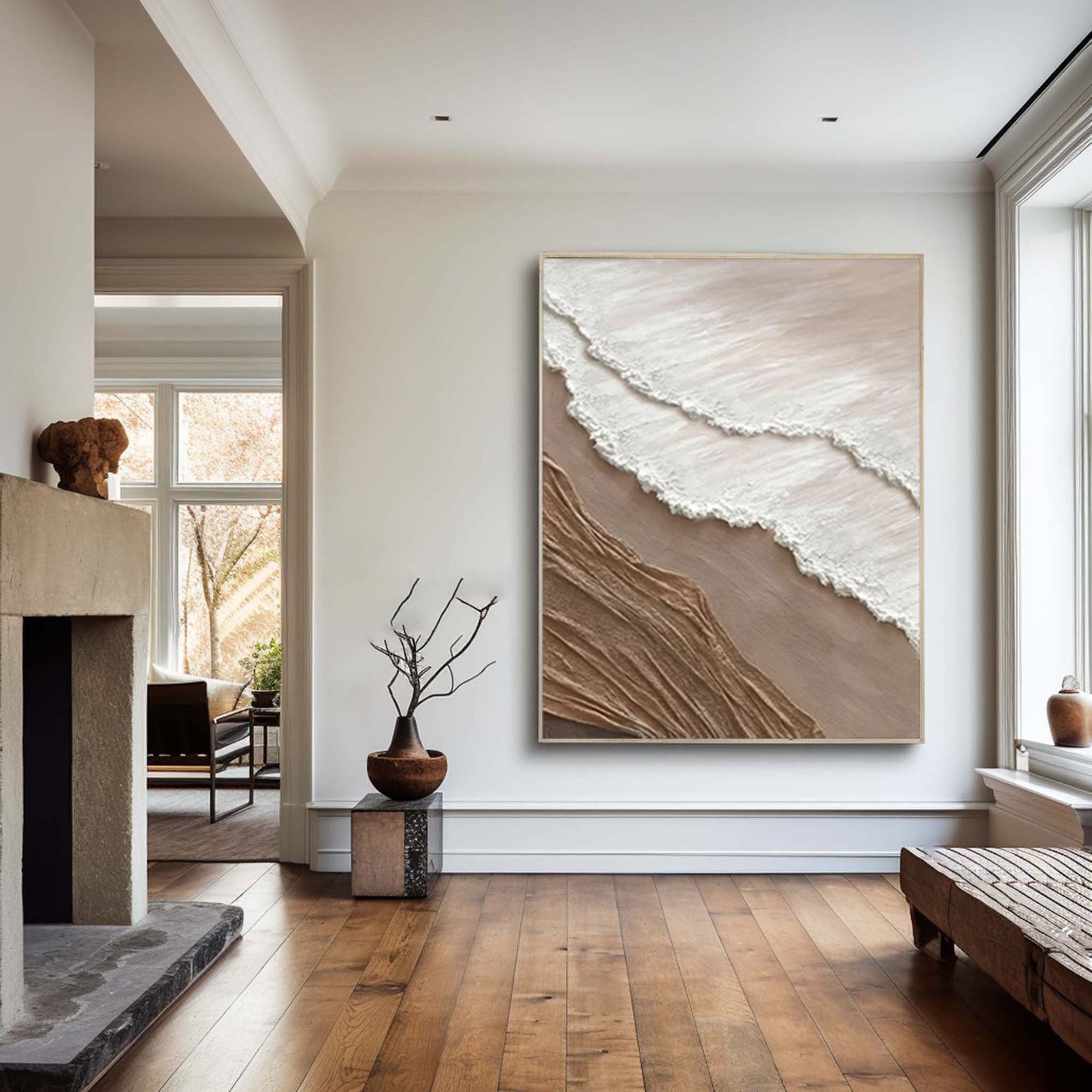 ديكور حائط محايد بمنظر شاطئي مصنوع يدويًا #OP057