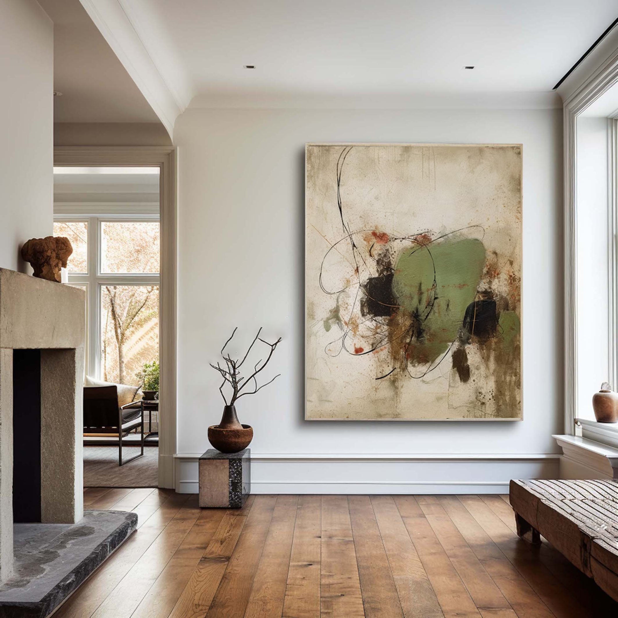 Contemporary Earth-Toned Abstract Painting #AB042