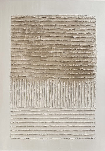 Woven Silence: Minimalist Neutral Set Of 2 with Impasto Lines #MM558