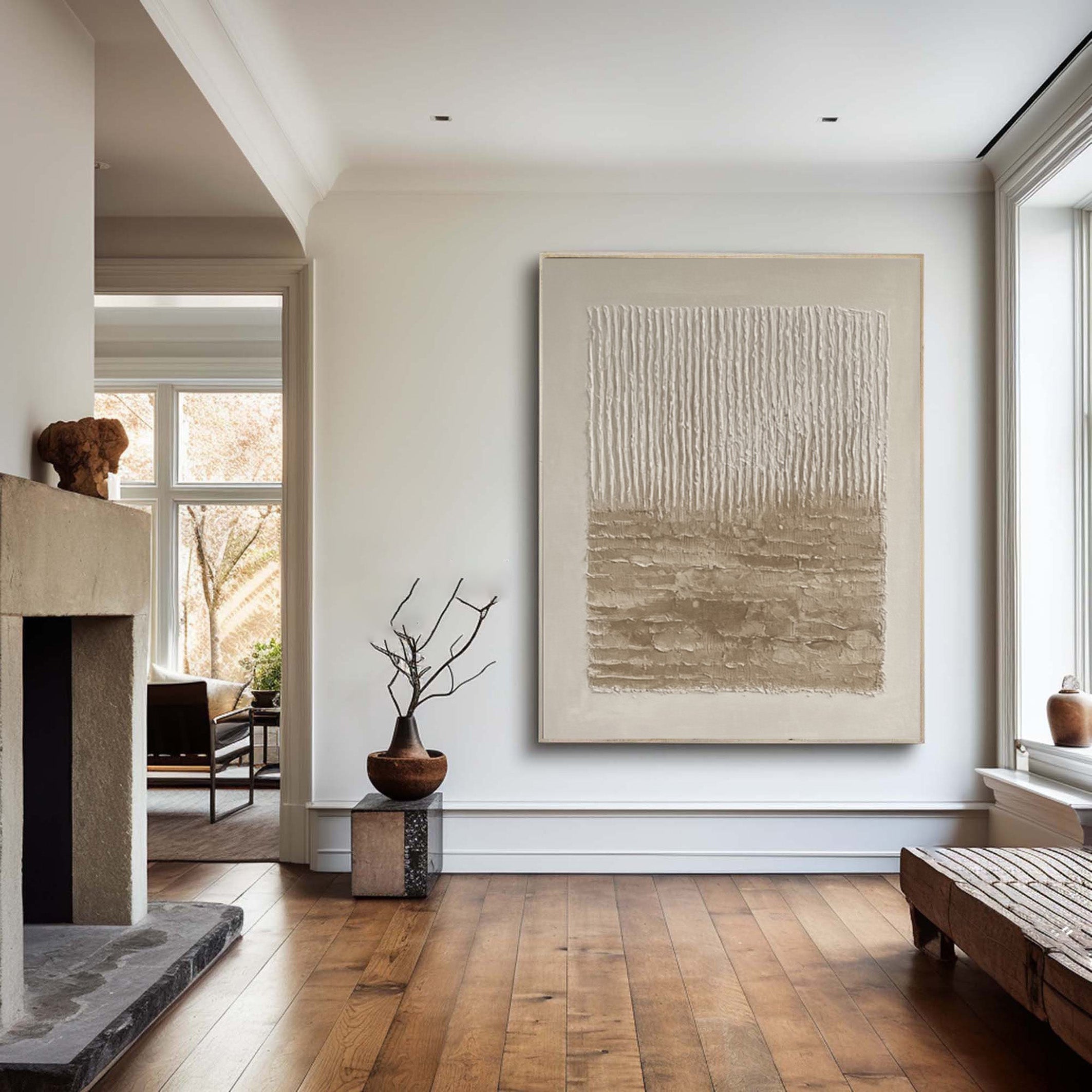 Wabi Sabi Textured Neutral Art with Earthy Horizontal Ground #MM562