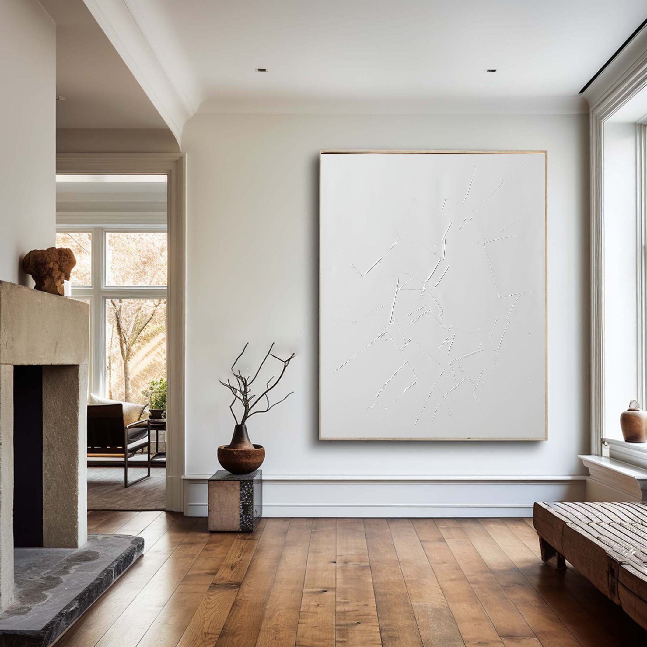 Textural White on White, Impasto Art, Contemporary Wall Decor #MM357