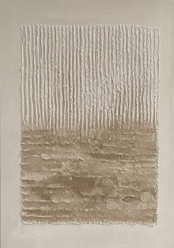 Woven Silence: Minimalist Neutral Set Of 2 with Impasto Lines #MM558