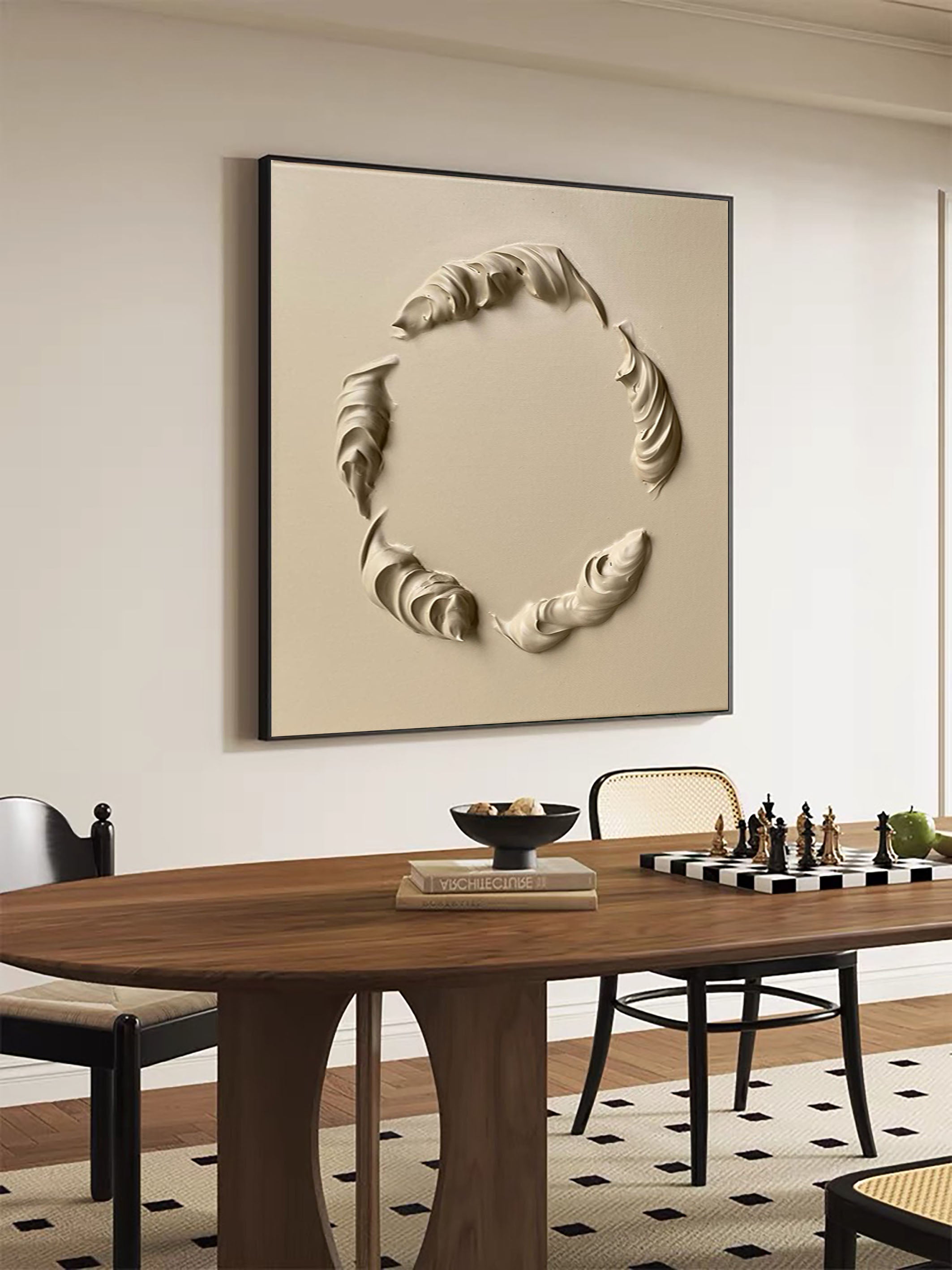 قطعة فنية هندسية عصرية باللون البيج #MM093