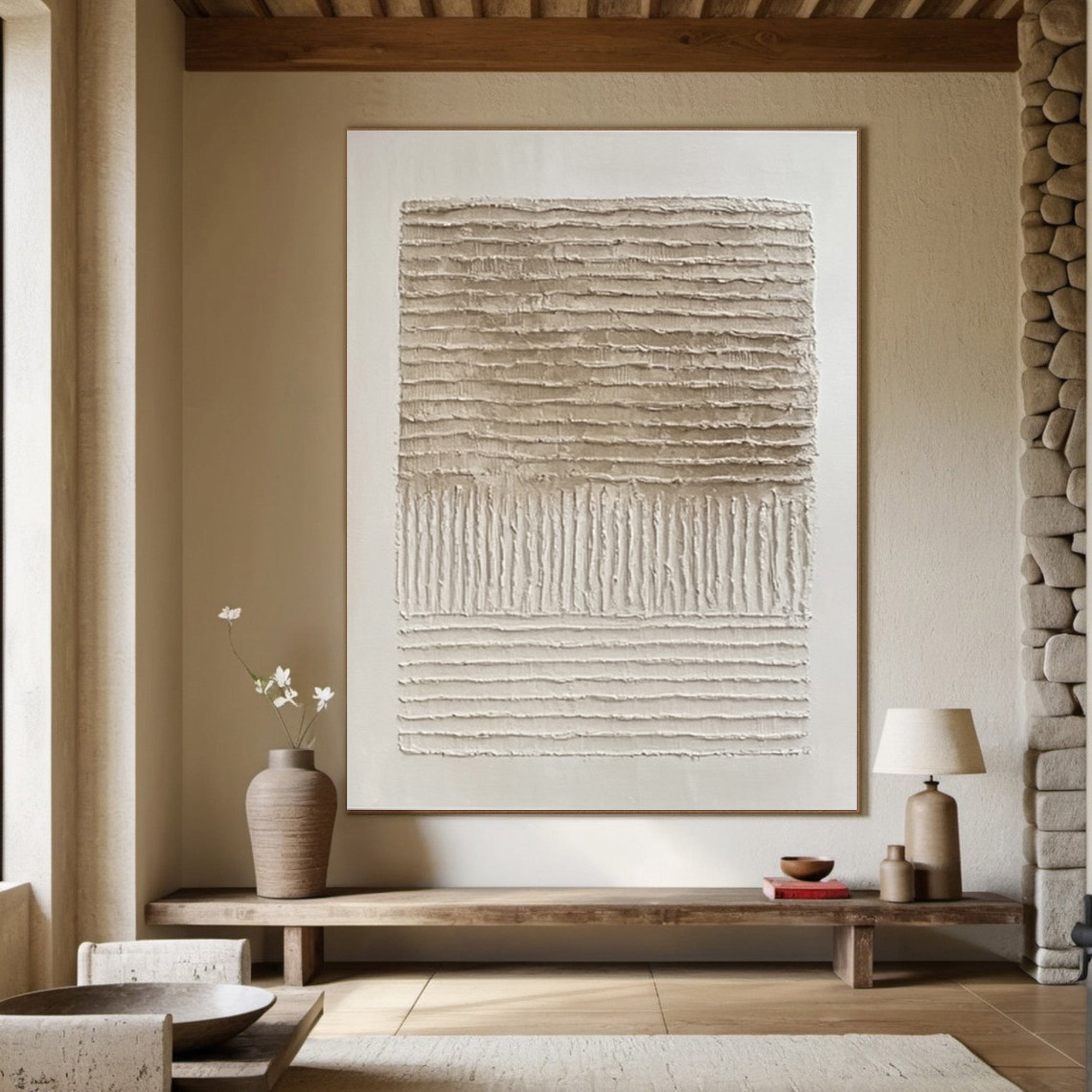 Wabi Sabi Canvas with Horizontal Relief and Vertical Simplicity #MM563