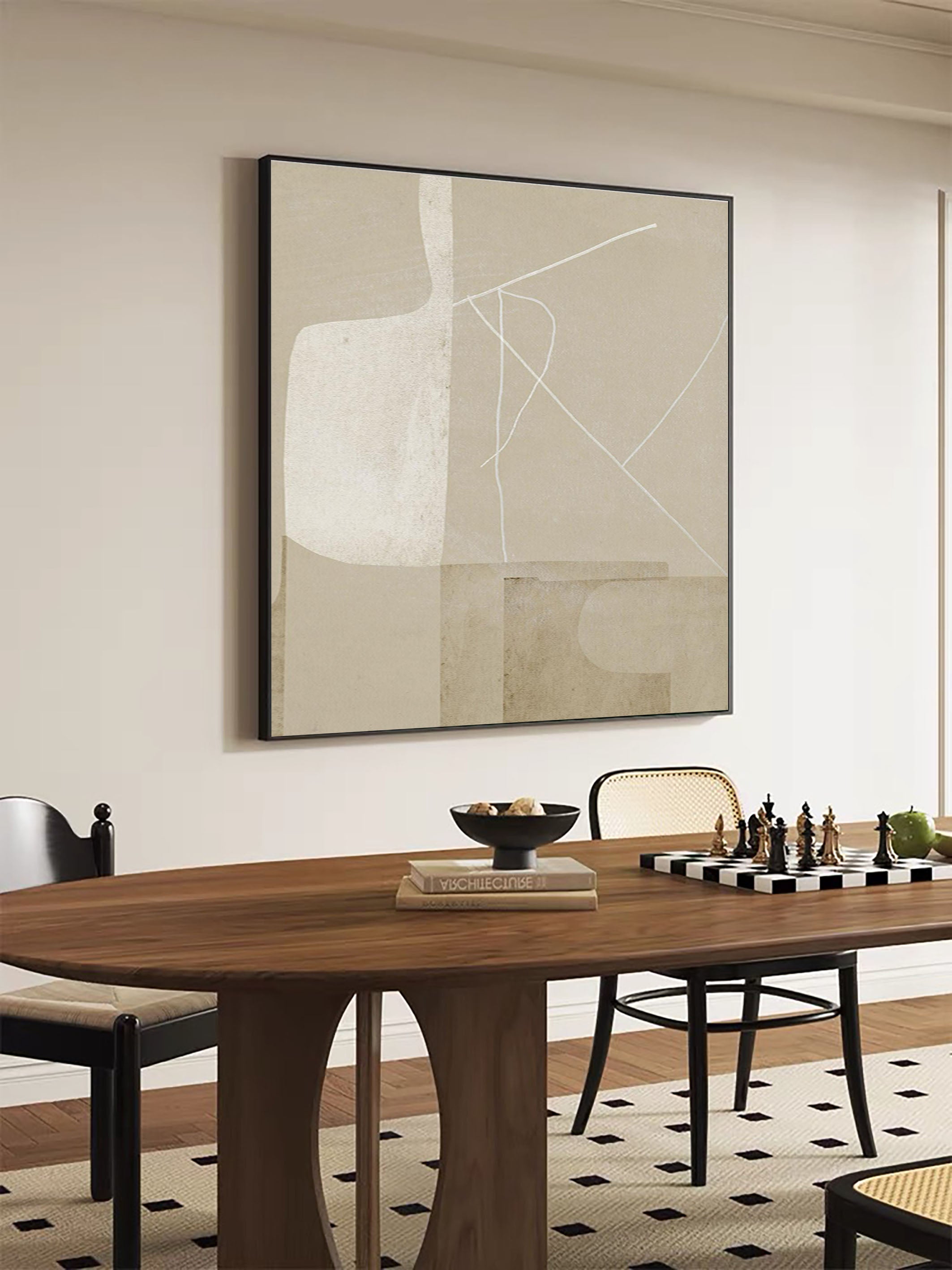Minimalist Abstract Wall Art Neutral Tone Geometric Canvas #MC023