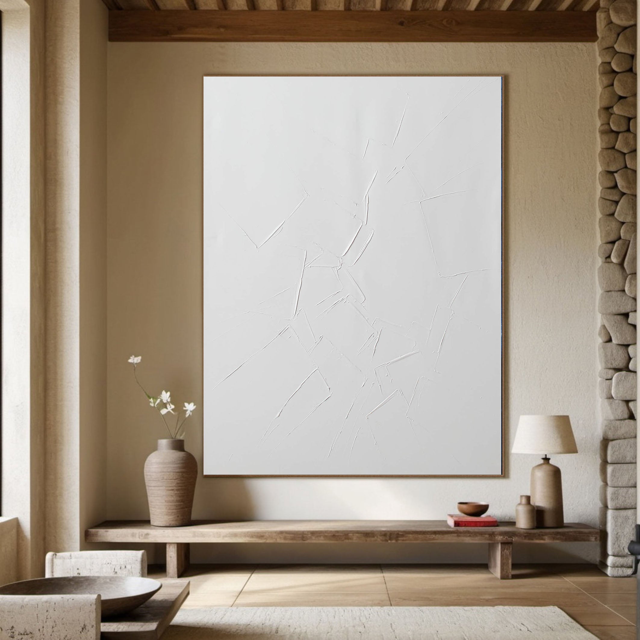 Textural White on White, Impasto Art, Contemporary Wall Decor #MM357
