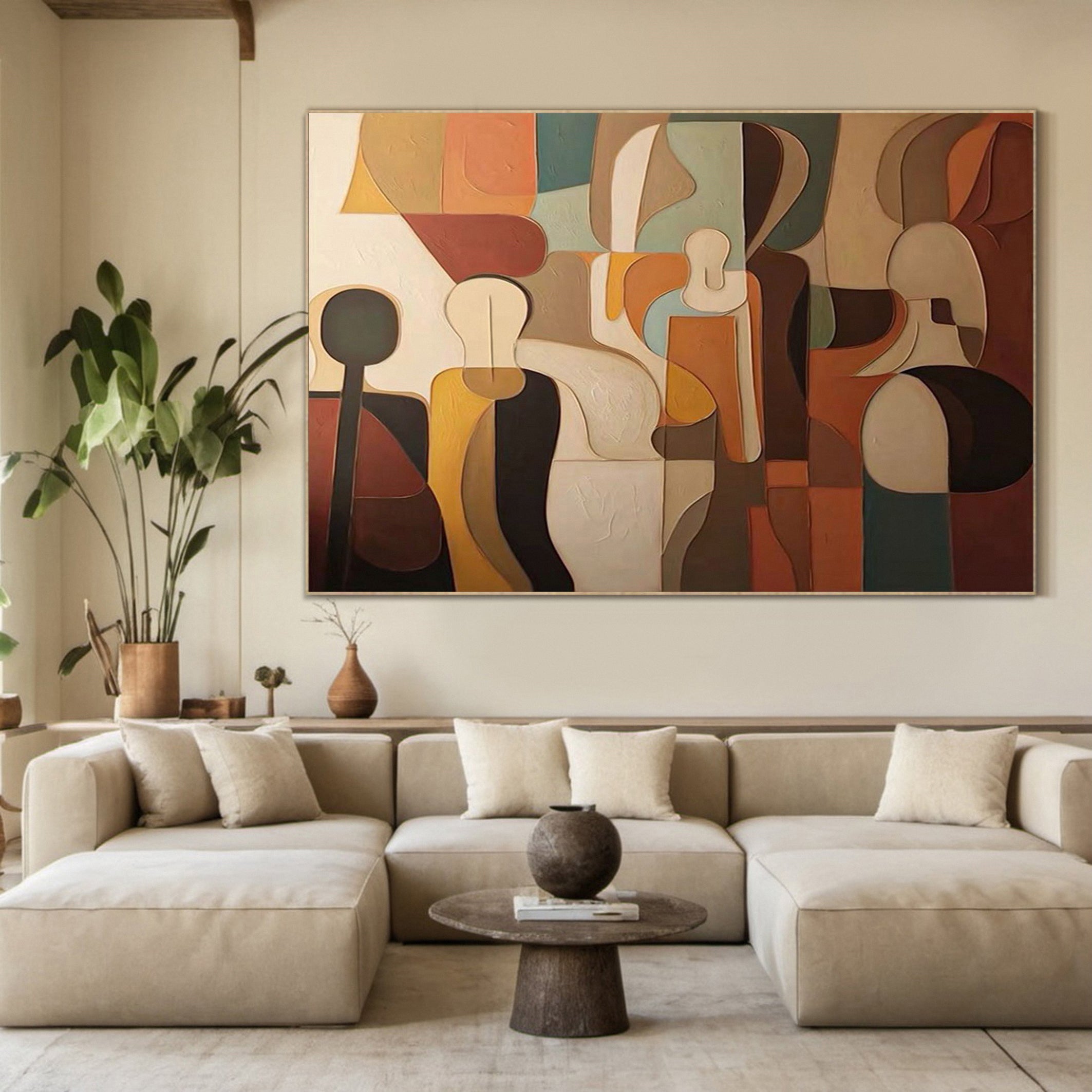 Cubist-Esque Abstraction, Dynamic Figure Composition Art #MM500