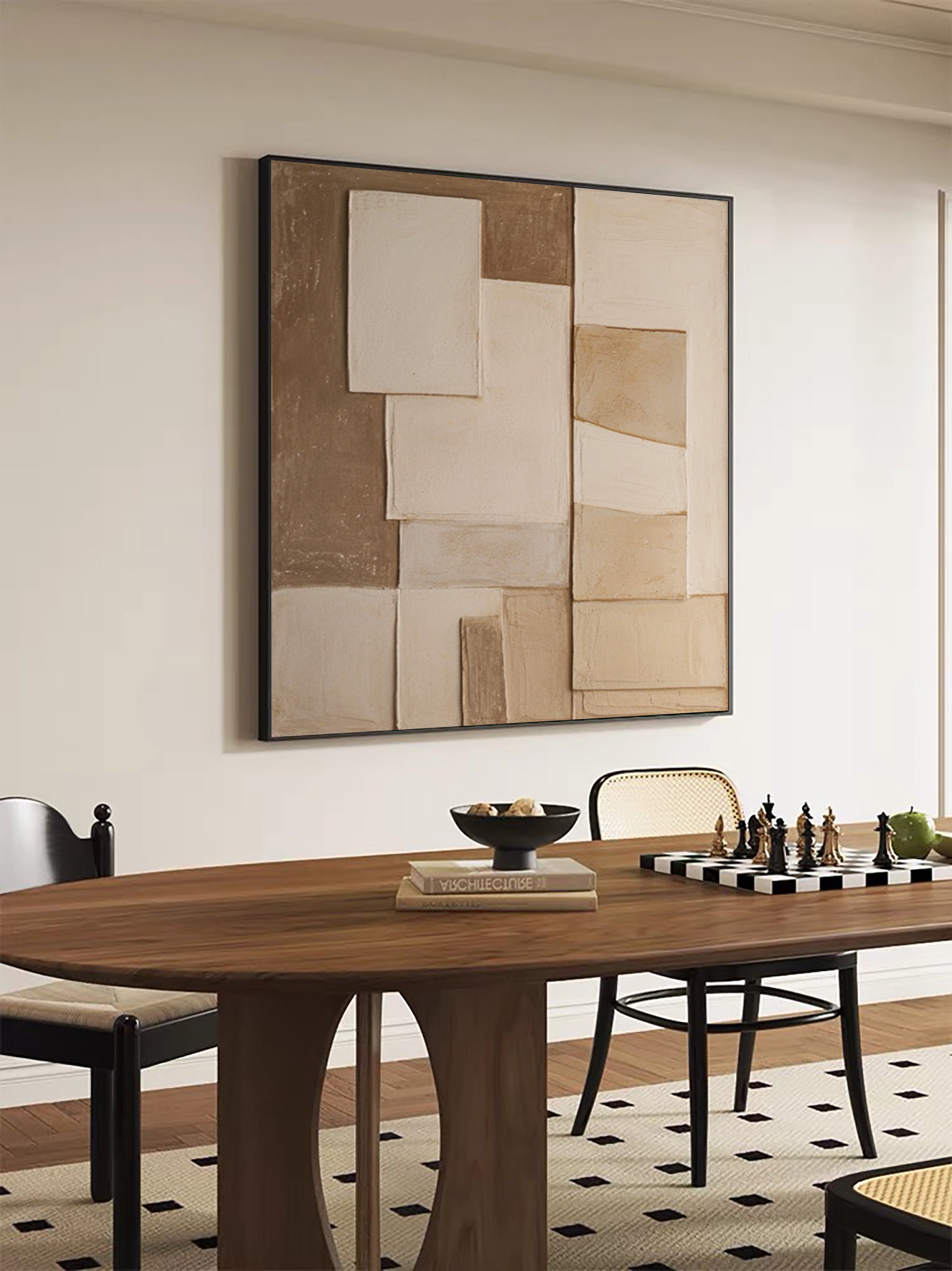 Earthy Fragments: Wabi Sabi Abstract Canvas with Natural Planes #MM569