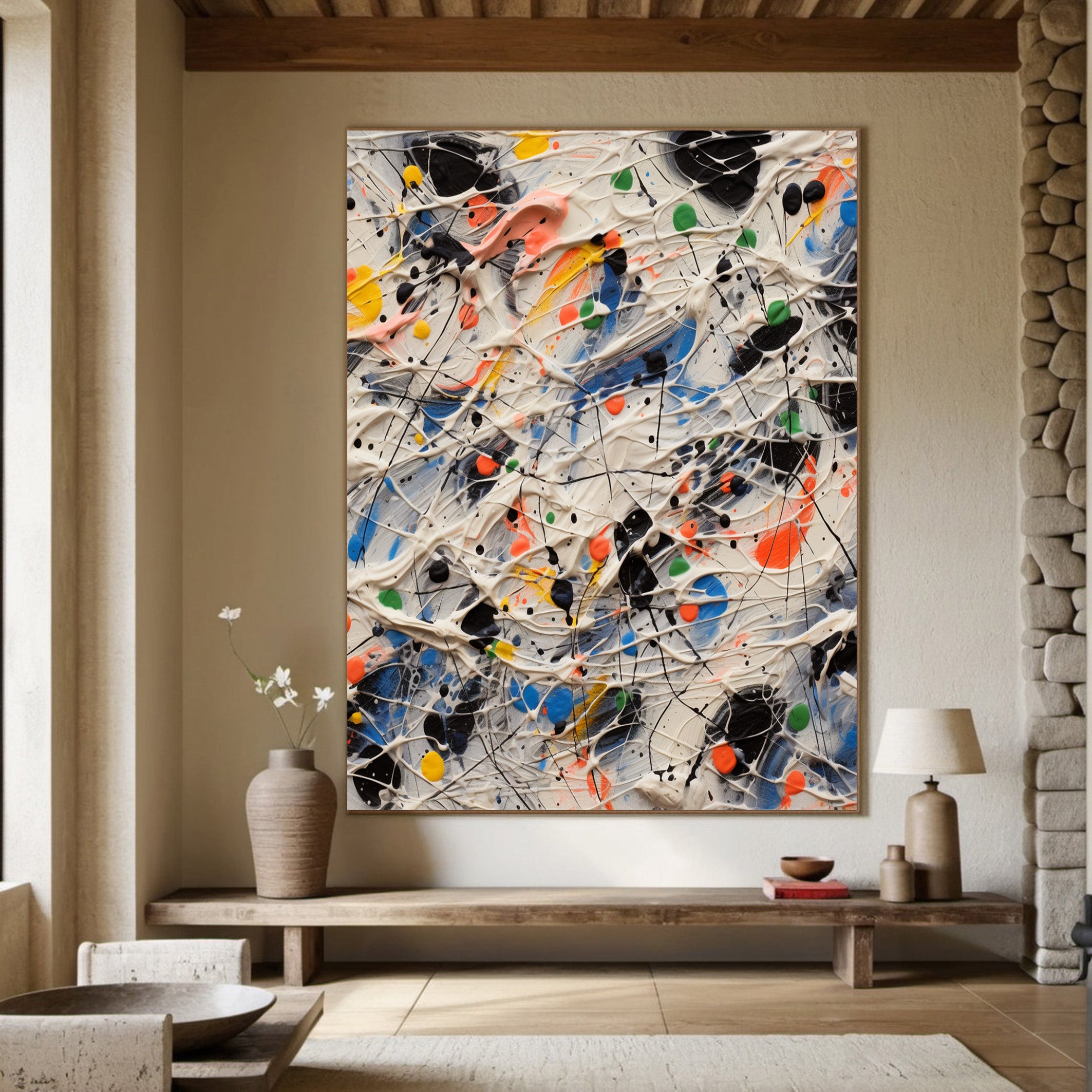 Explosion of Color: Dynamic Abstract, Bold Splatter Painting #MM522