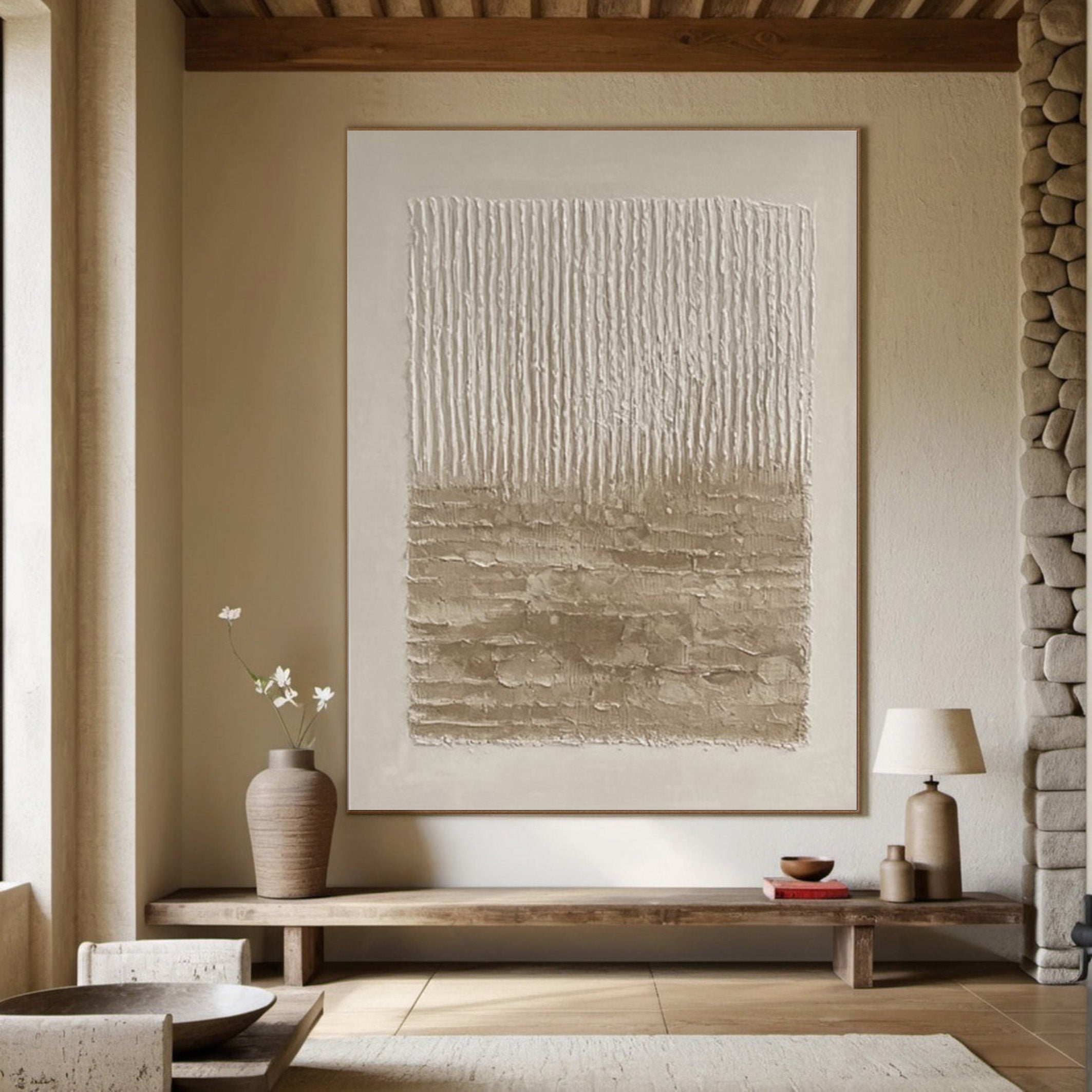 Wabi Sabi Textured Neutral Art with Earthy Horizontal Ground #MM562