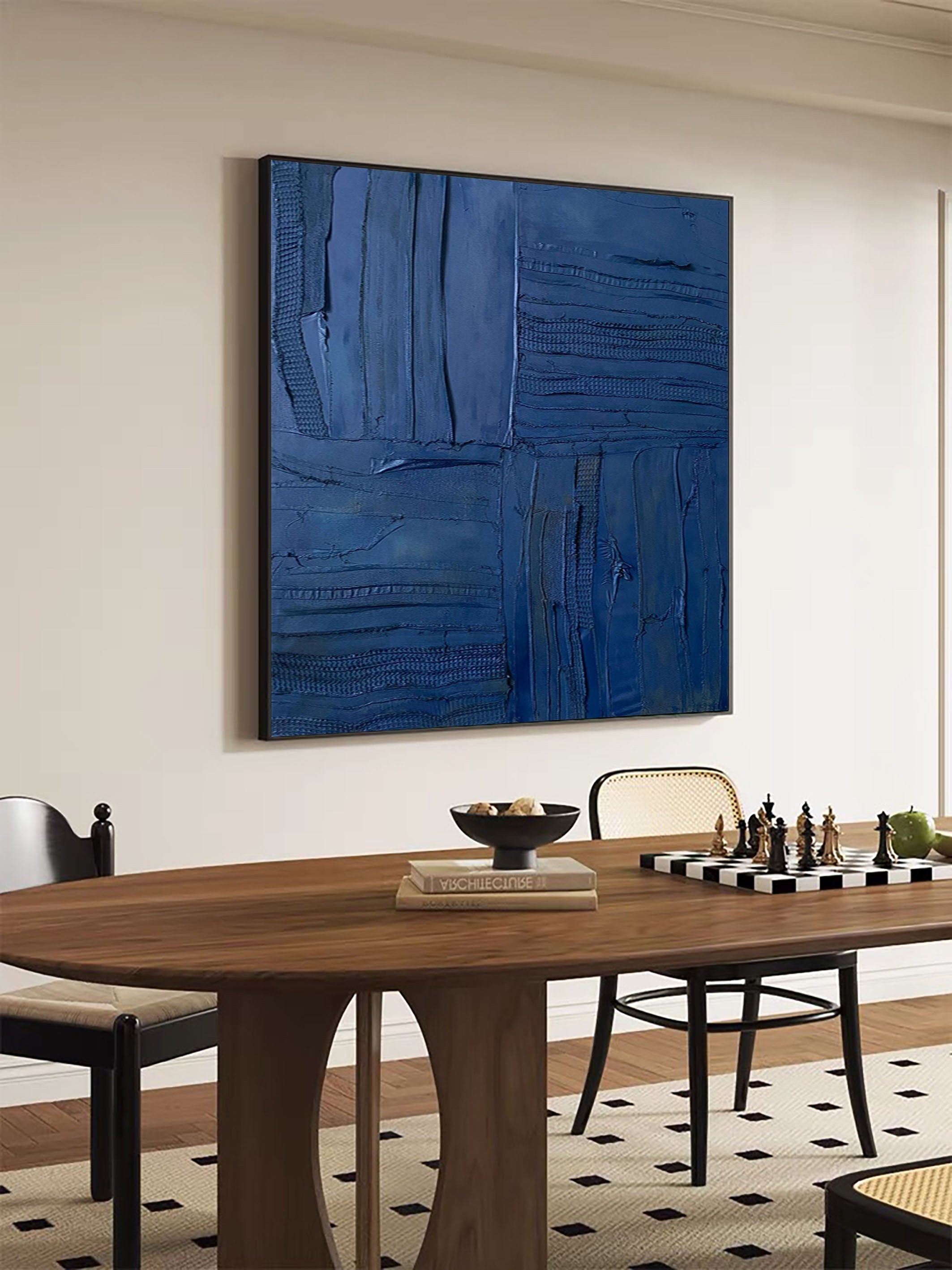 Textured Navy Artwork Luxurious Canvas Wall Art #MM083