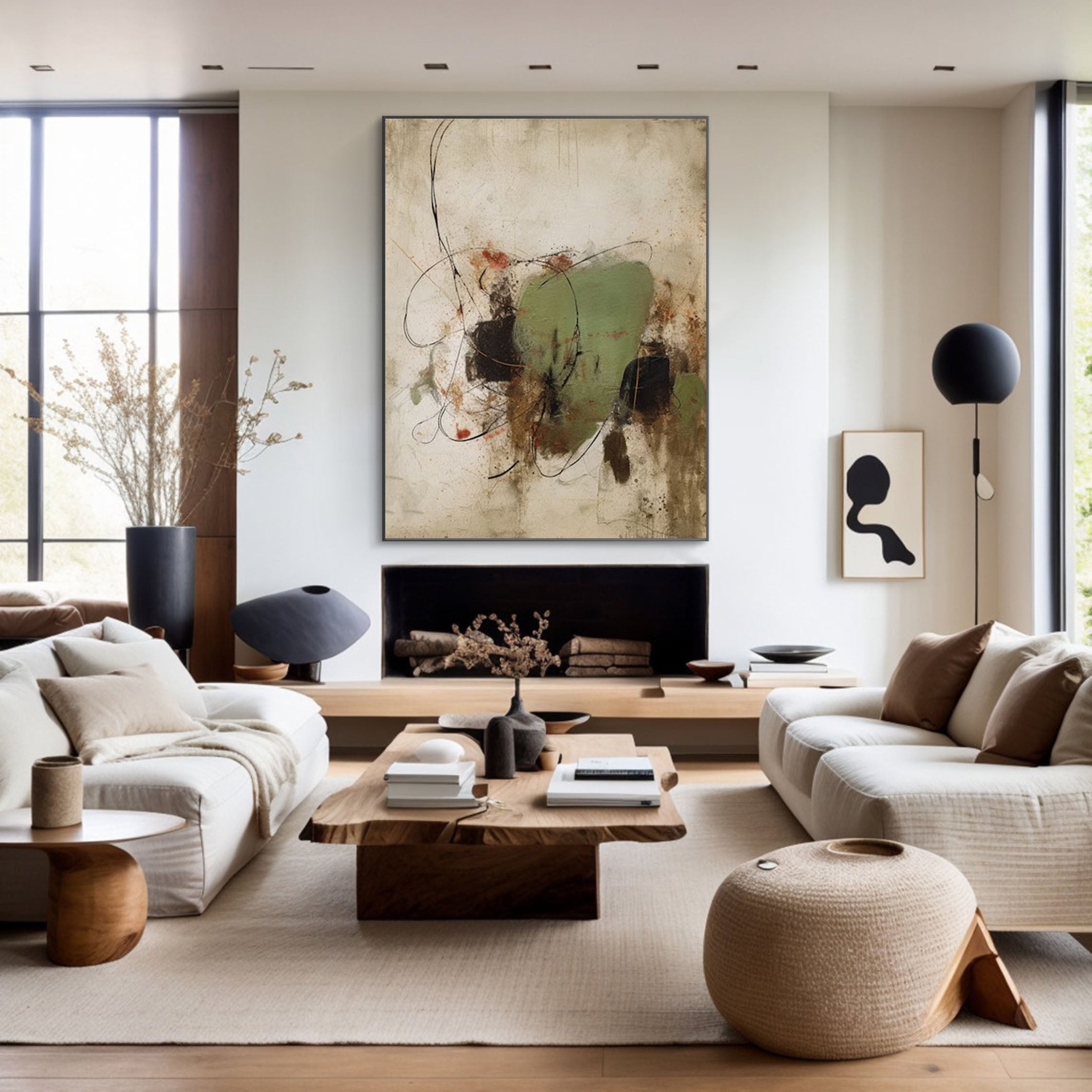 Contemporary Earth-Toned Abstract Painting #AB042