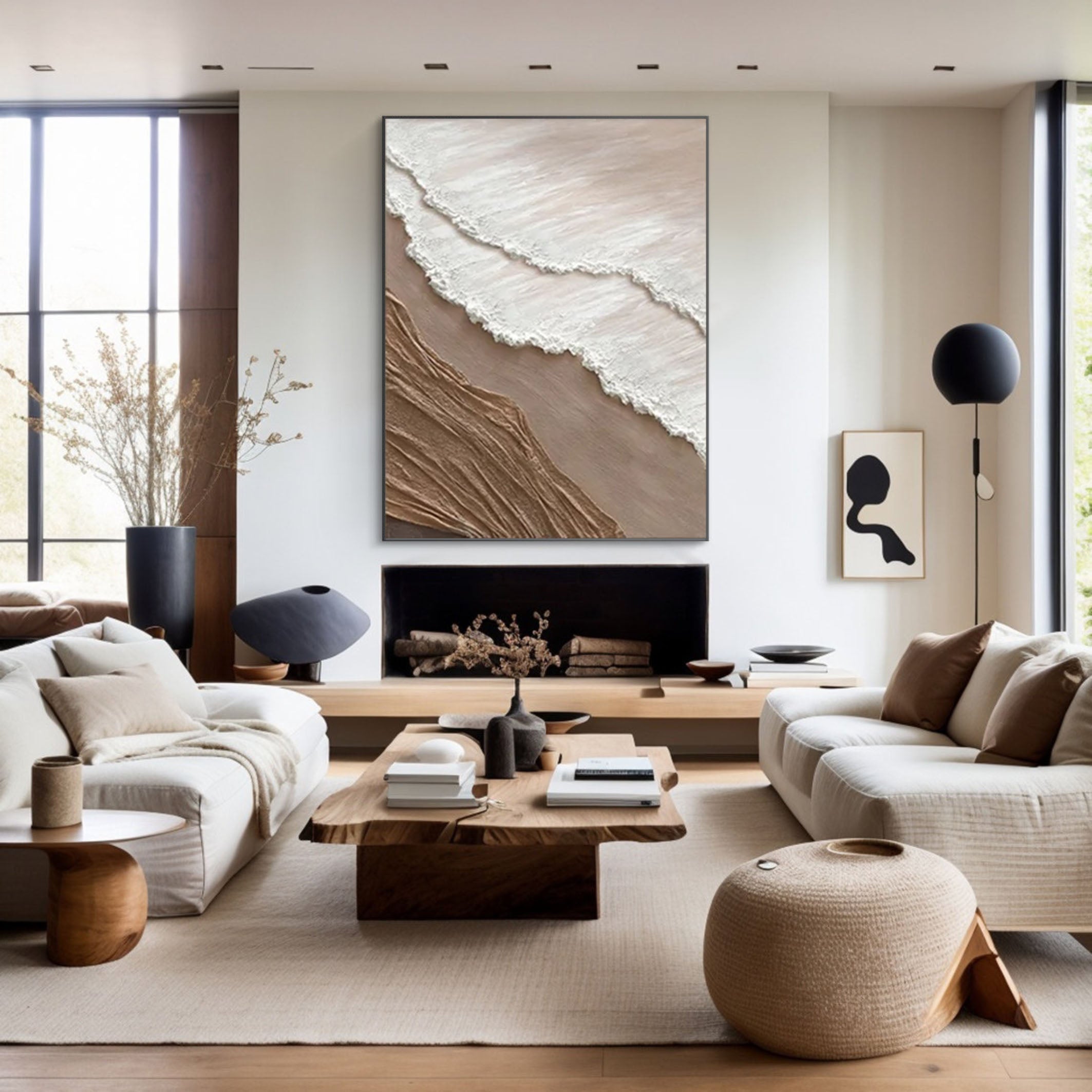 ديكور حائط محايد بمنظر شاطئي مصنوع يدويًا #OP057