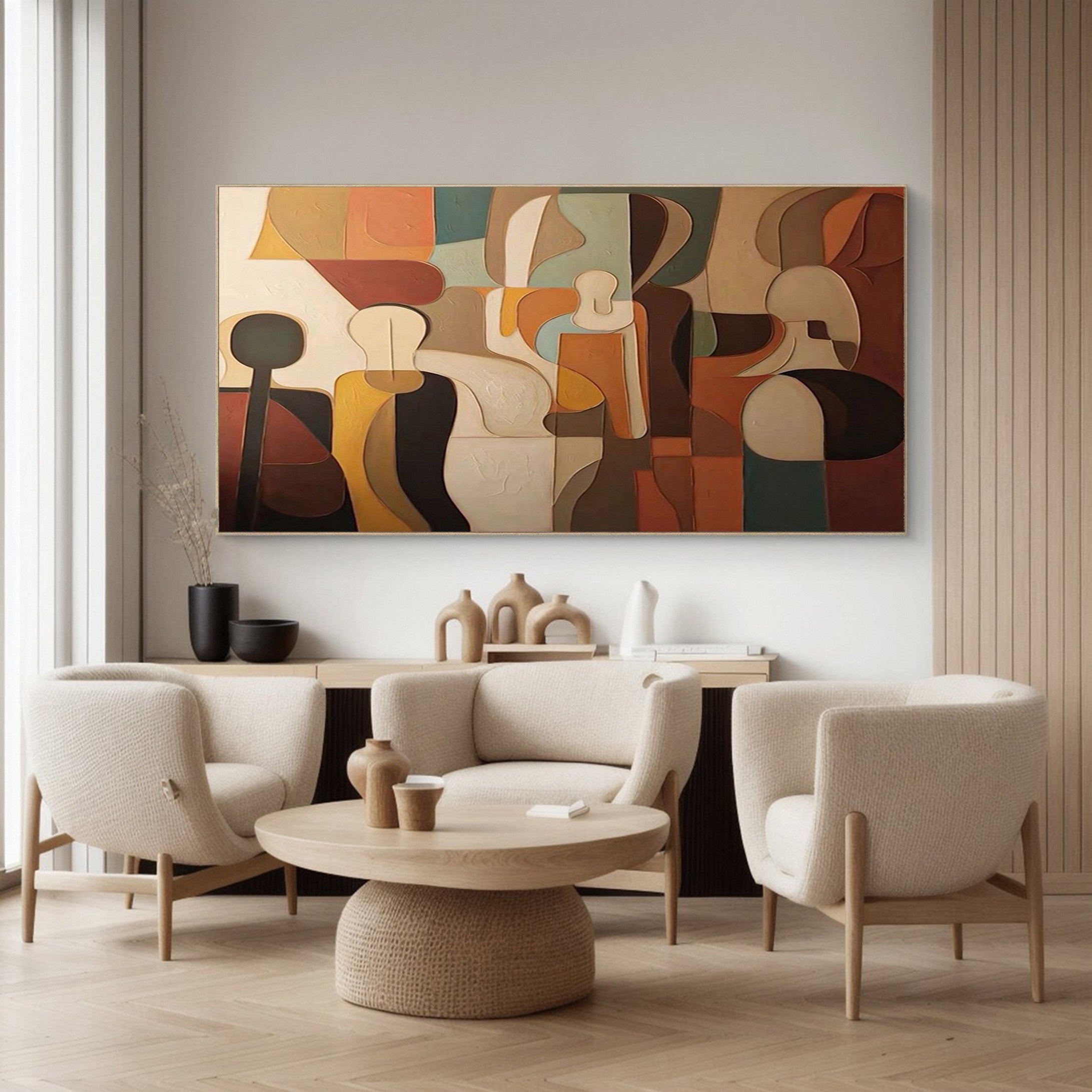 Cubist-Esque Abstraction, Dynamic Figure Composition Art #MM500