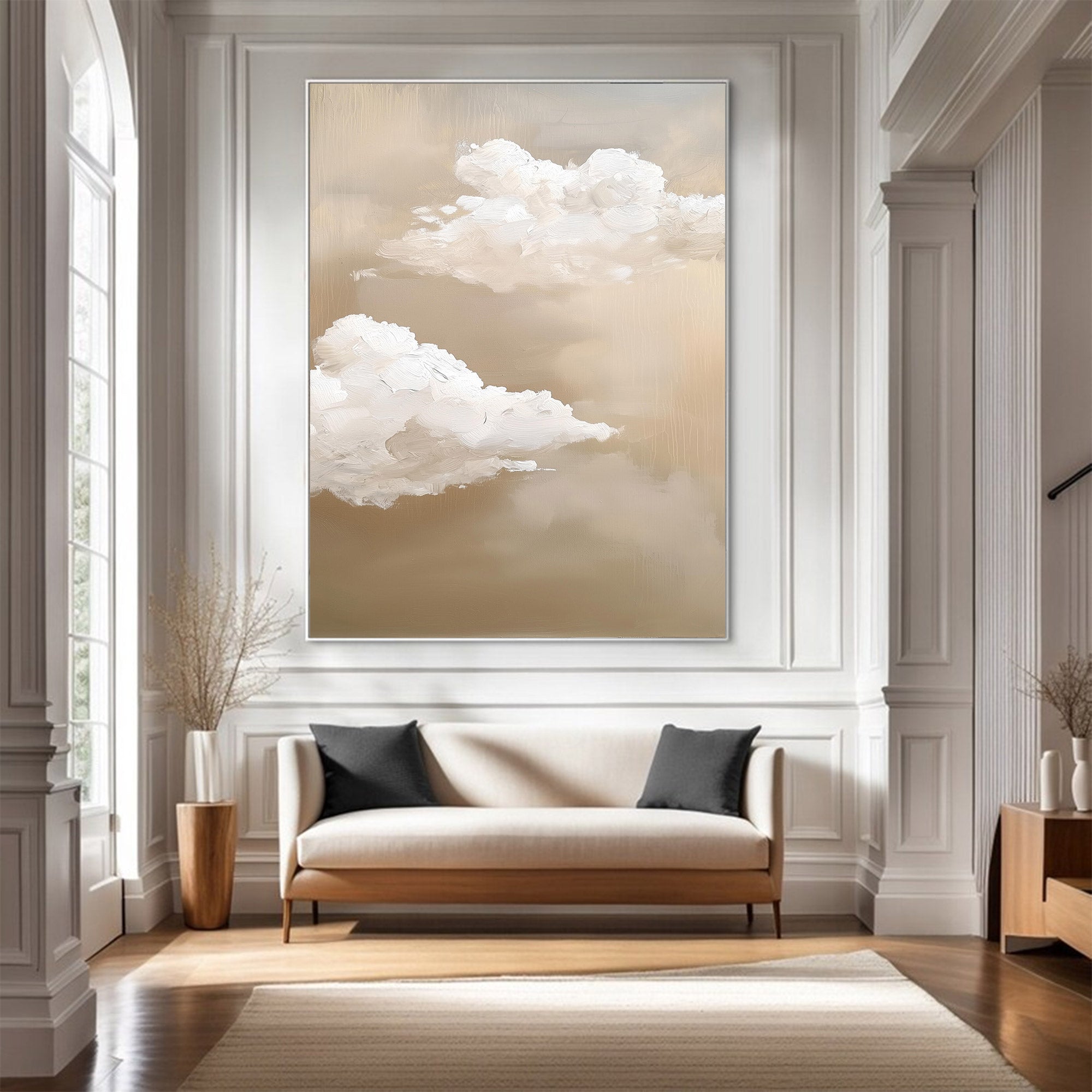 Large Beige Cloud Abstract Oil Painting | KelorArt #AG 120
