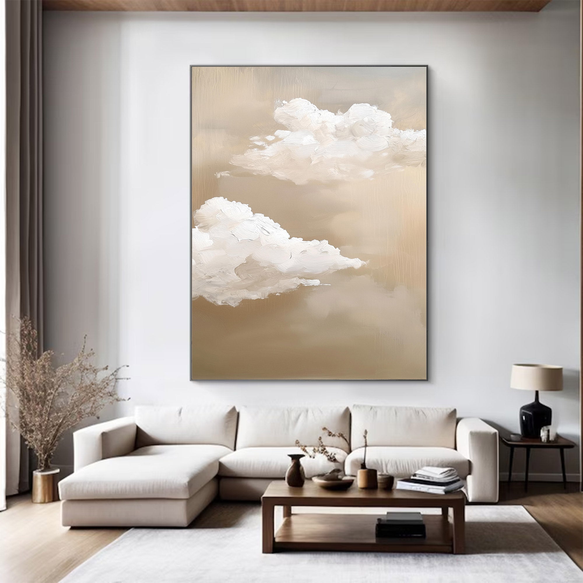 Large Beige Cloud Abstract Oil Painting | KelorArt #AG 120