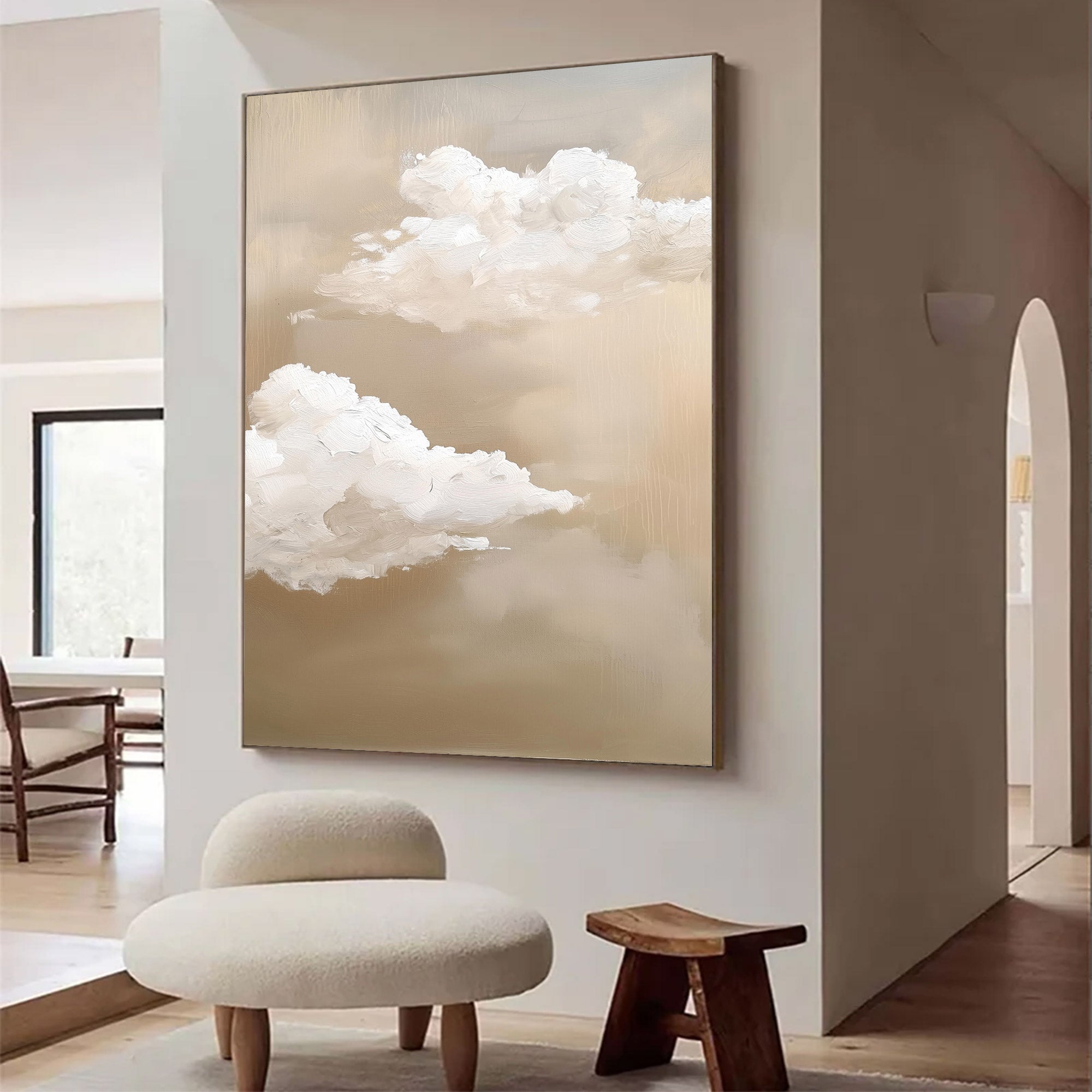 Large Beige Cloud Abstract Oil Painting | KelorArt #AG 120