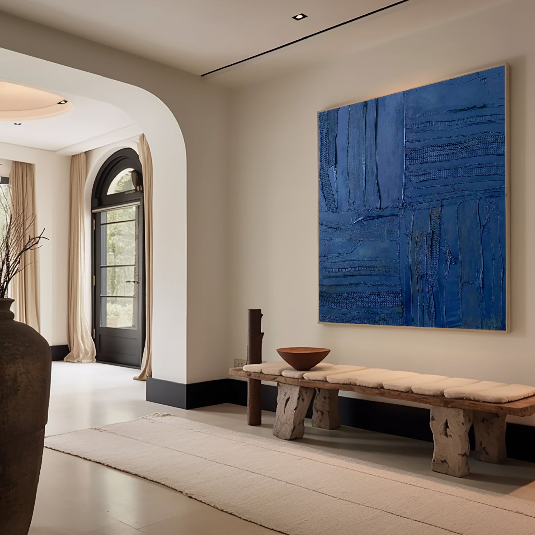 Textured Navy Artwork Luxurious Canvas Wall Art #MM083