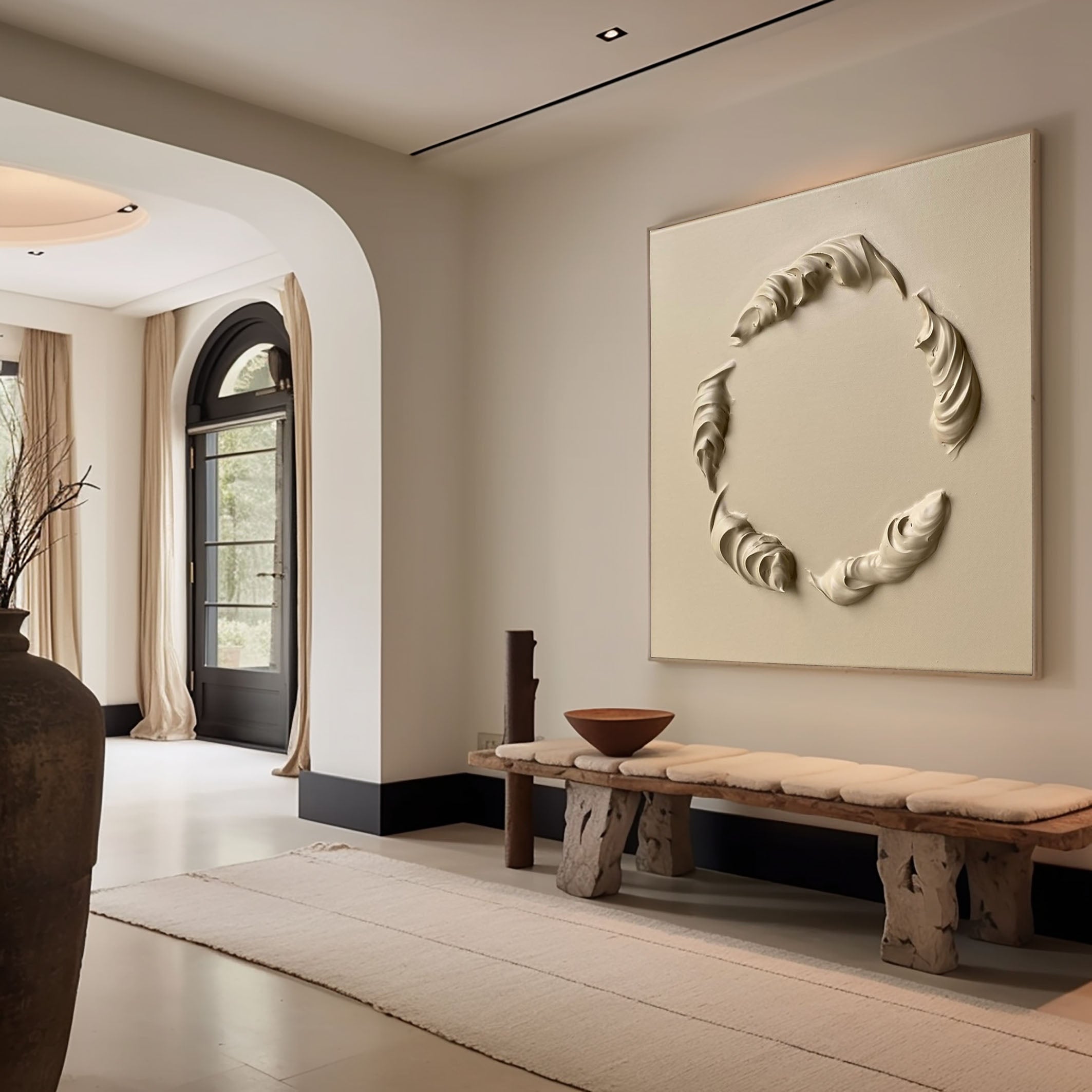 قطعة فنية هندسية عصرية باللون البيج #MM093