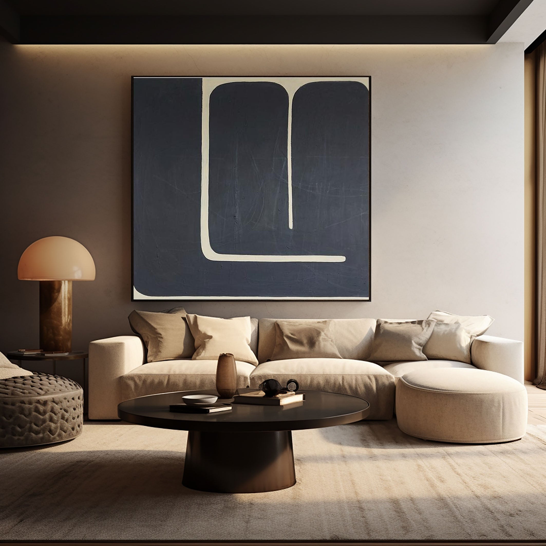 Rustic Black Geometric Abstract Canvas Modern Home Decor #MM081