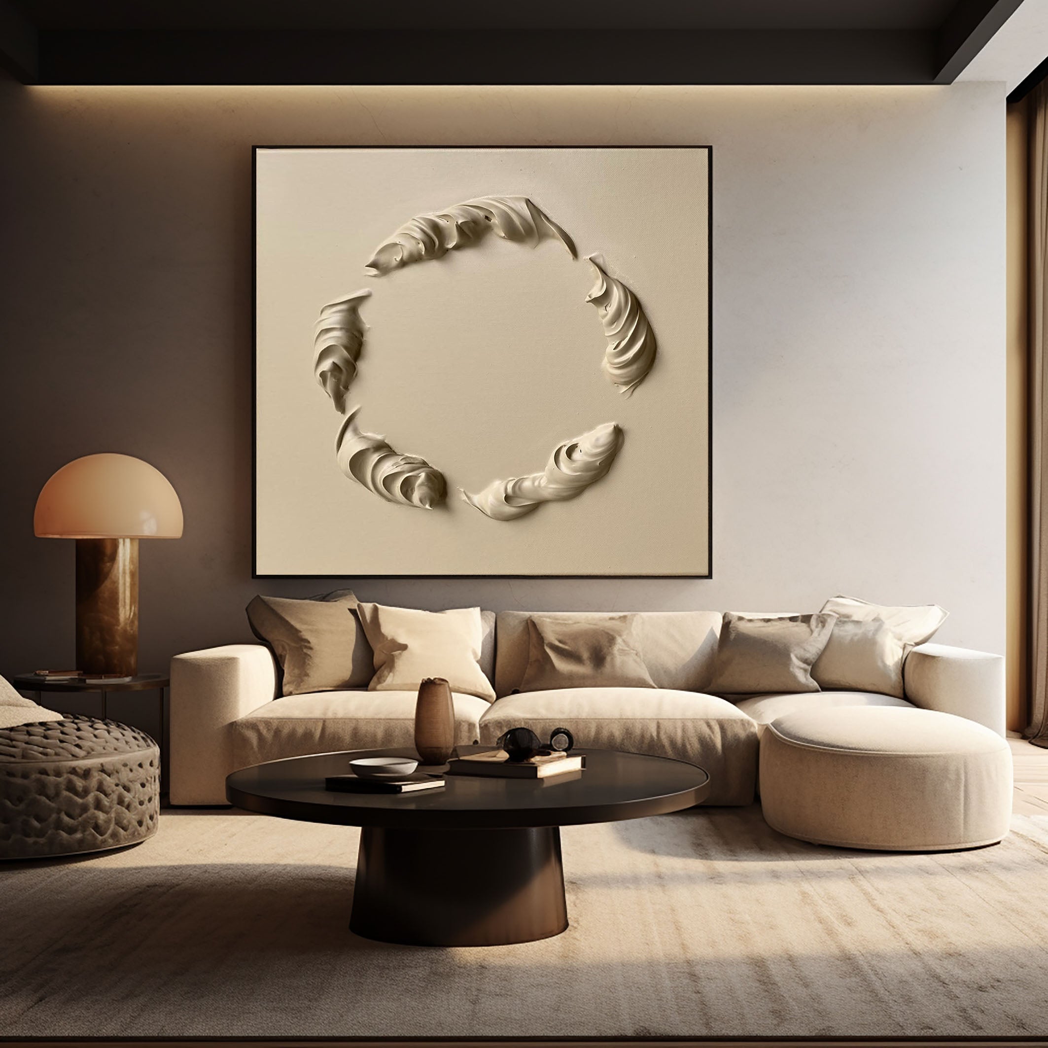 قطعة فنية هندسية عصرية باللون البيج #MM093
