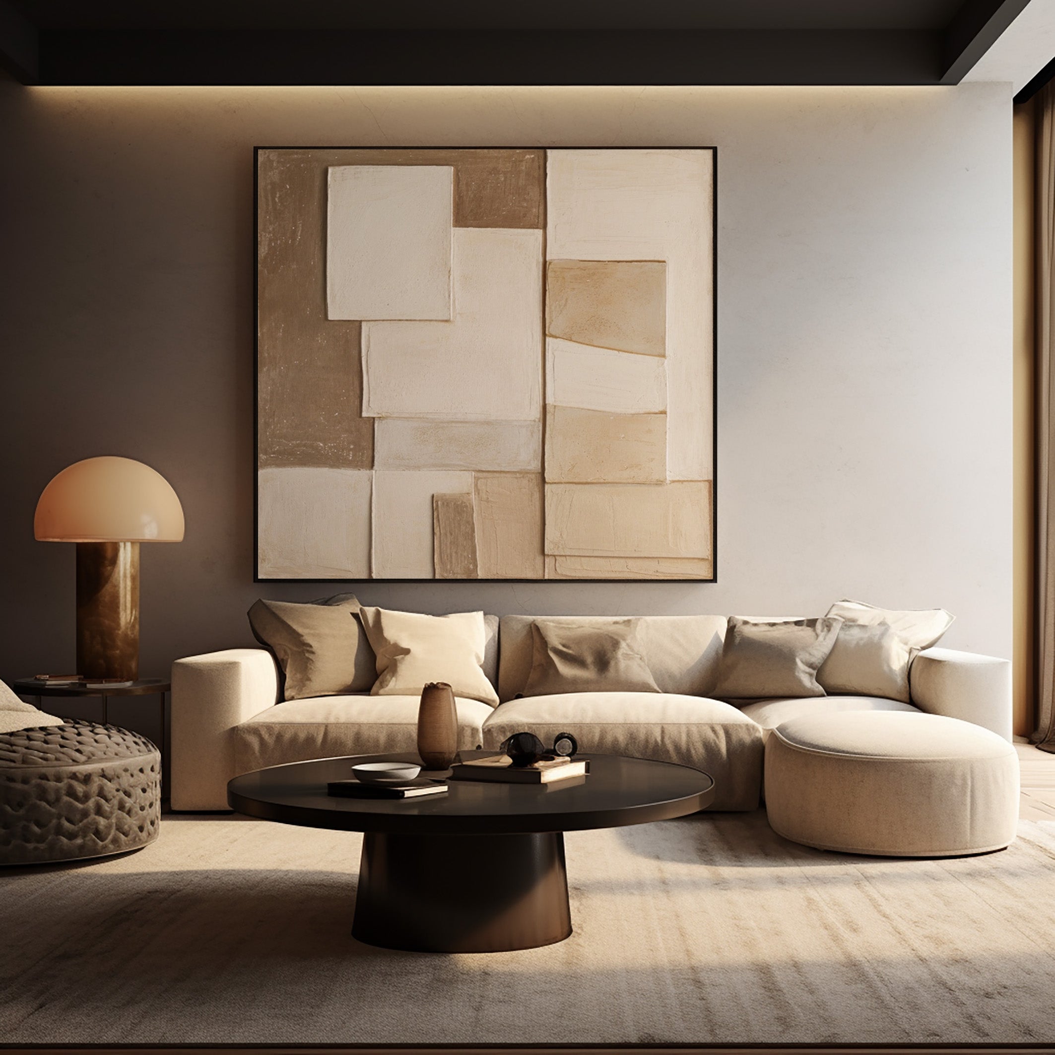 Earthy Fragments: Wabi Sabi Abstract Canvas with Natural Planes #MM569