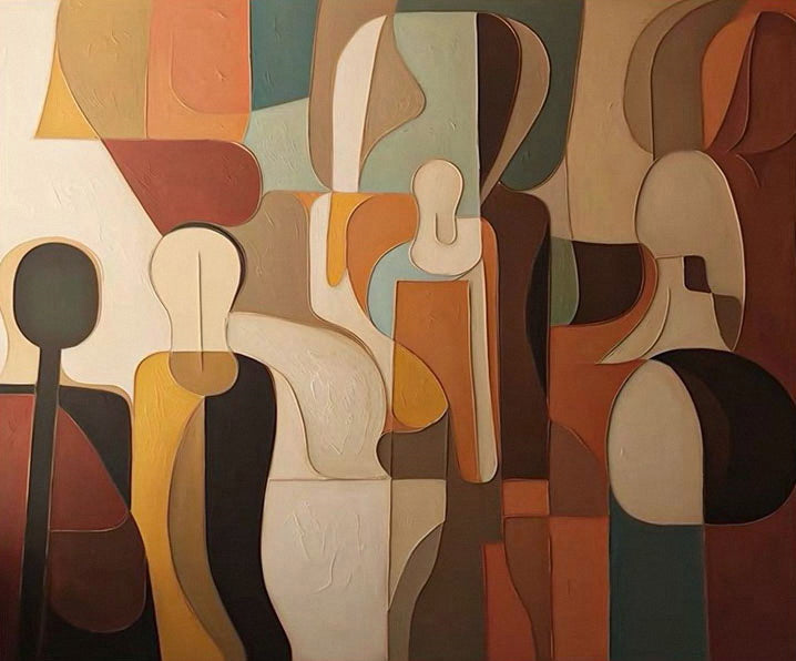 Cubist-Esque Abstraction, Dynamic Figure Composition Art #MM500