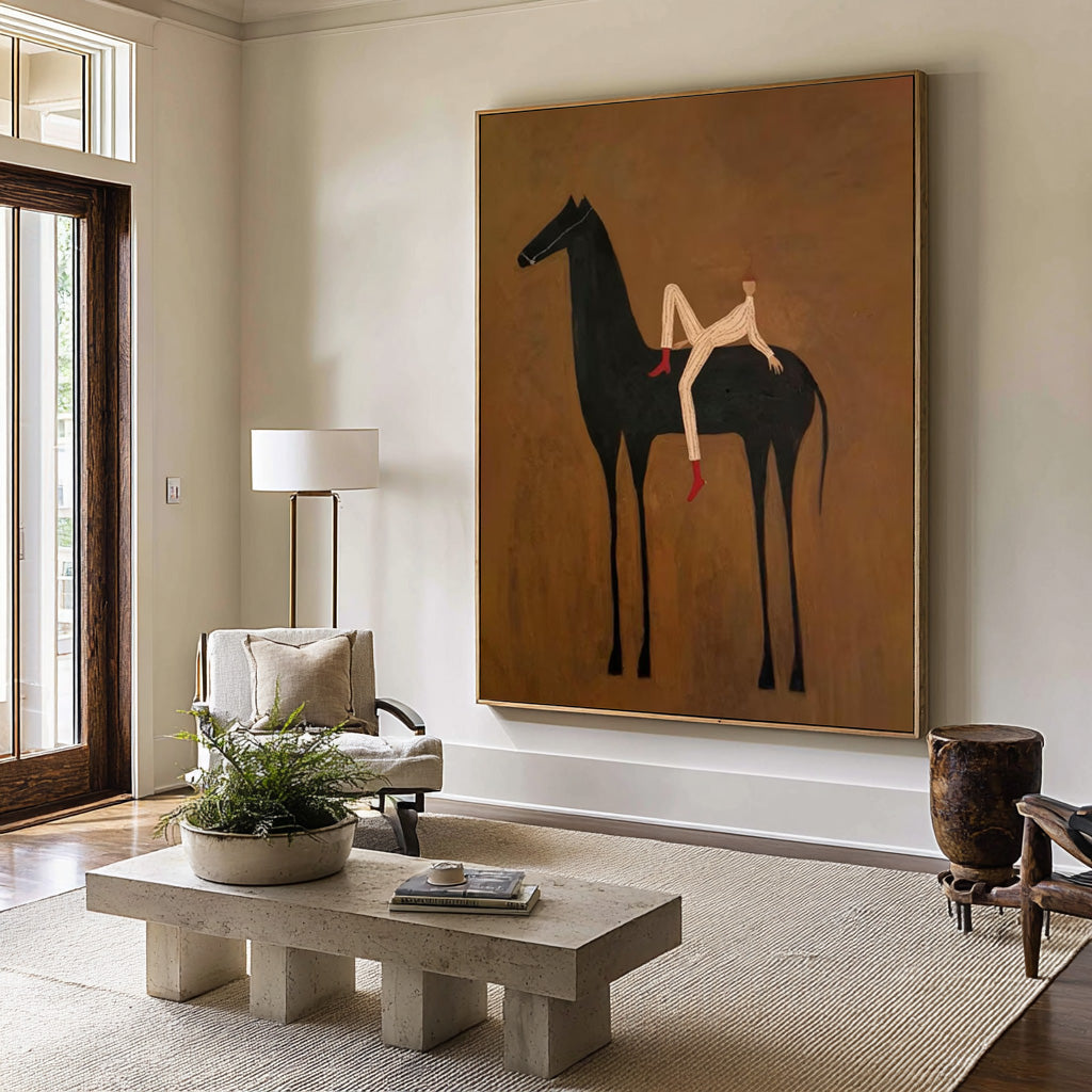 Large Abstract Horse Canvas Art for Modern Wall Decor