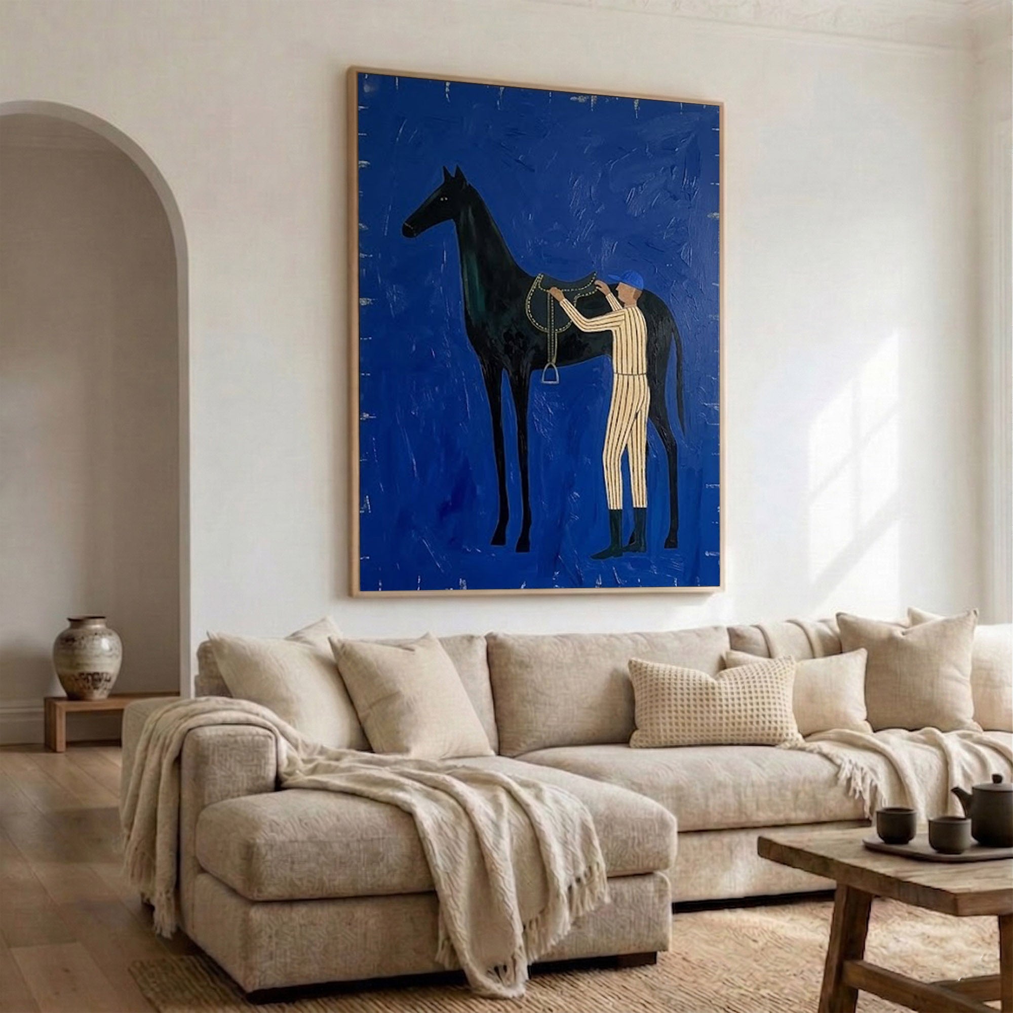 Large Contemporary Cowboy Horse Oil Painting Luxury Wall Art