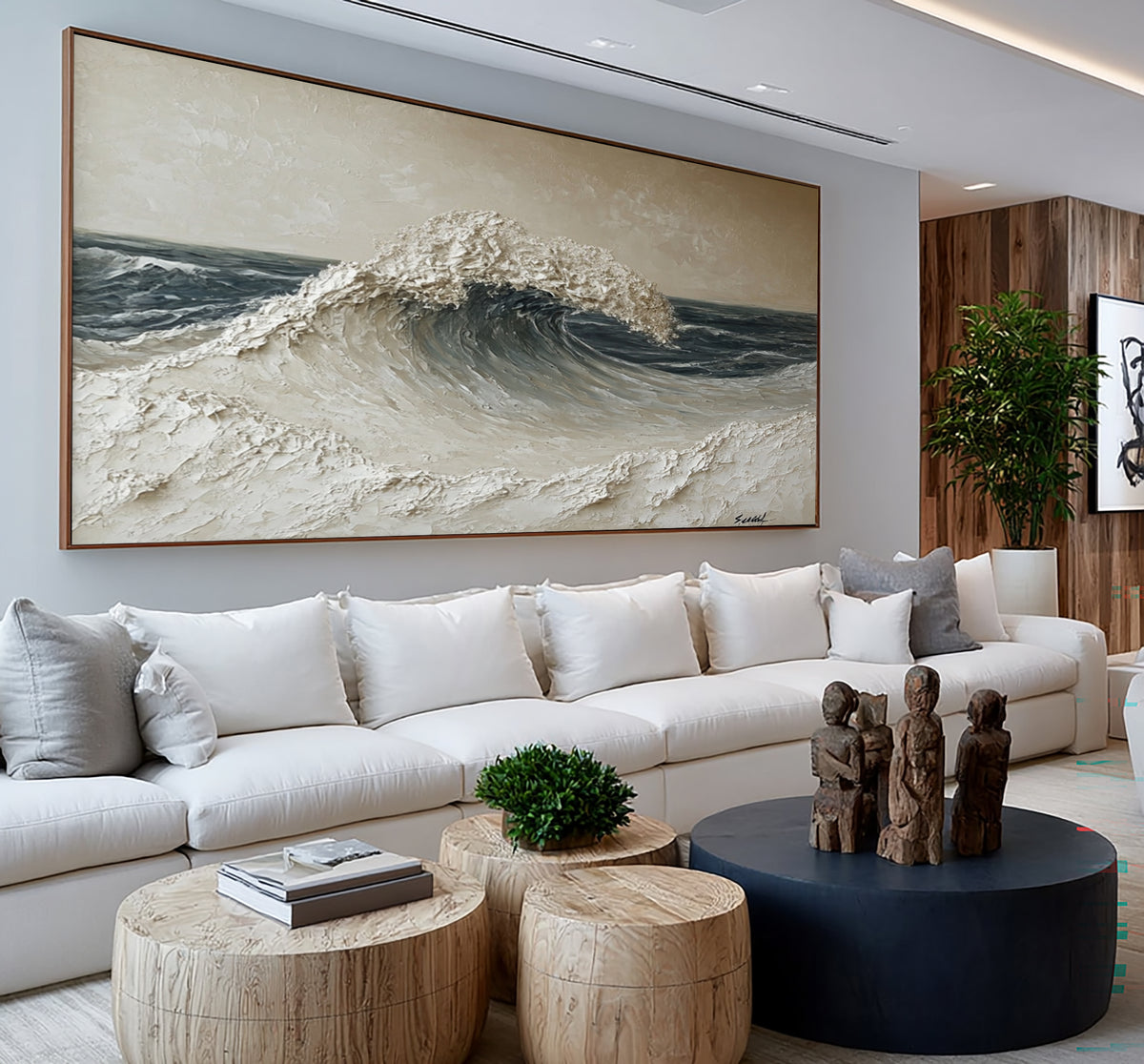 Large Nature Inspired Ocean Wall Art Textured Seascape Painting Organic Modern Coastal Home Decor