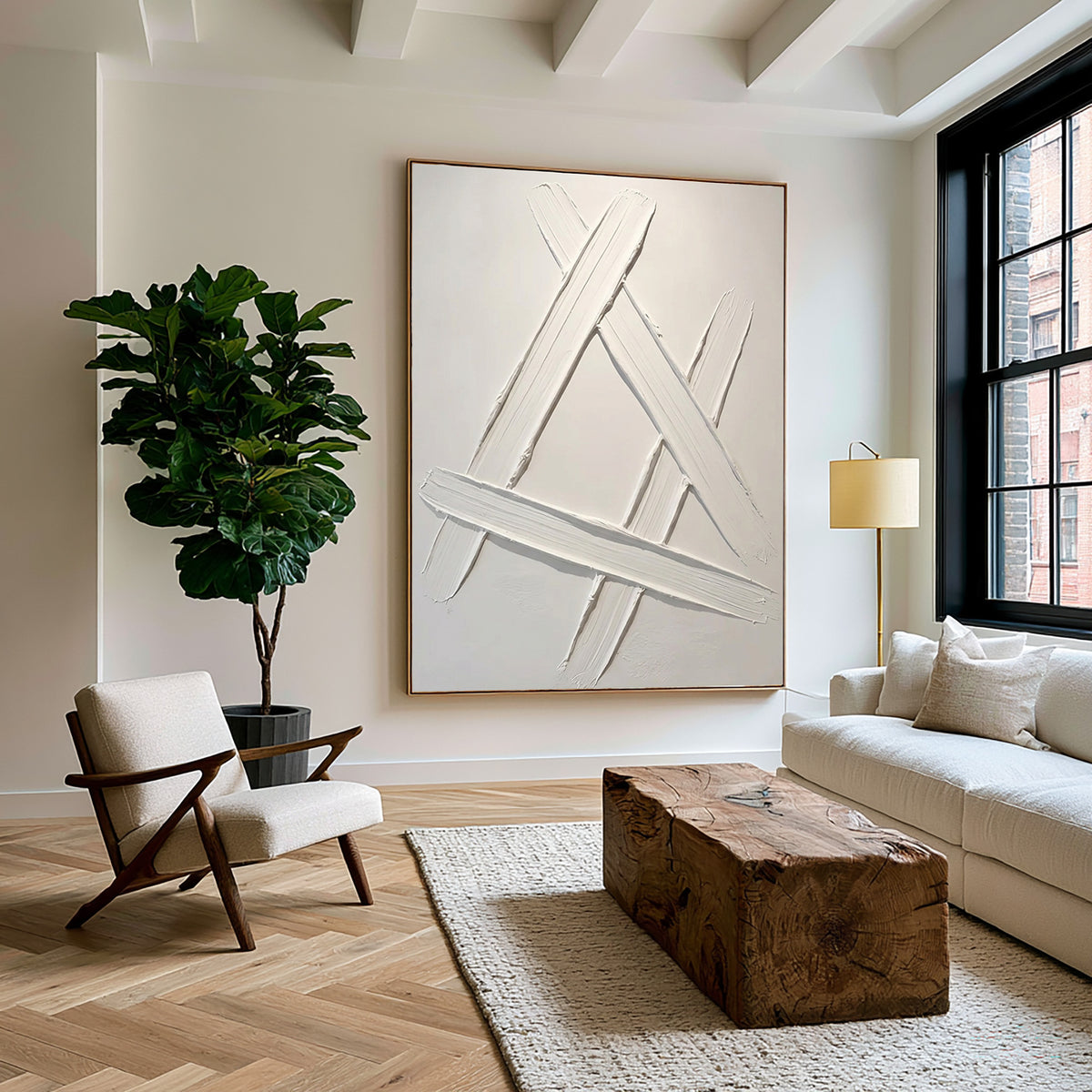 The Space Between Marks Original Hand Painted Artwork Neutral Modern Wall Decor Contemporary Interior