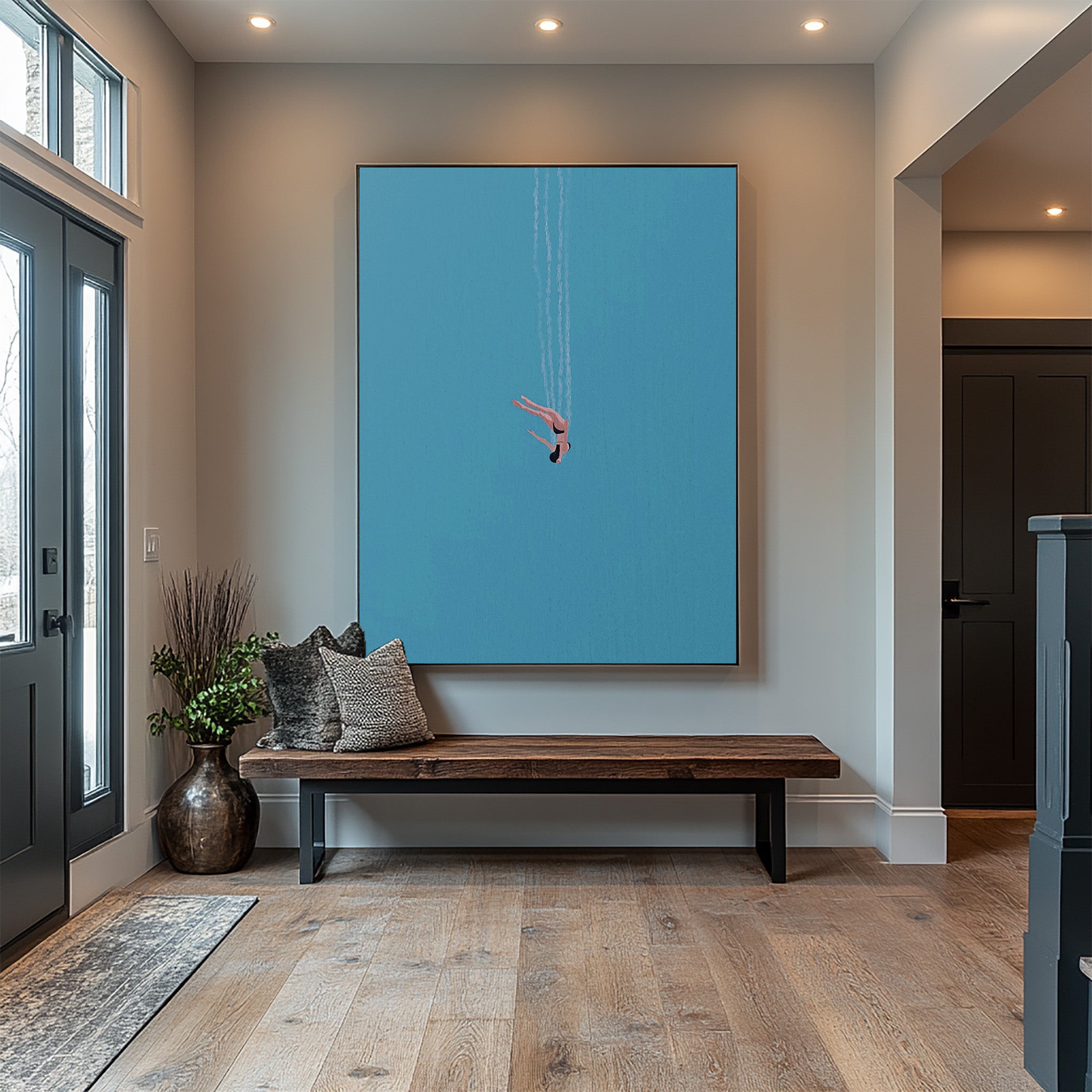 Abstract Swimmer Art Minimalist Coastal Wall Decor #AG 097
